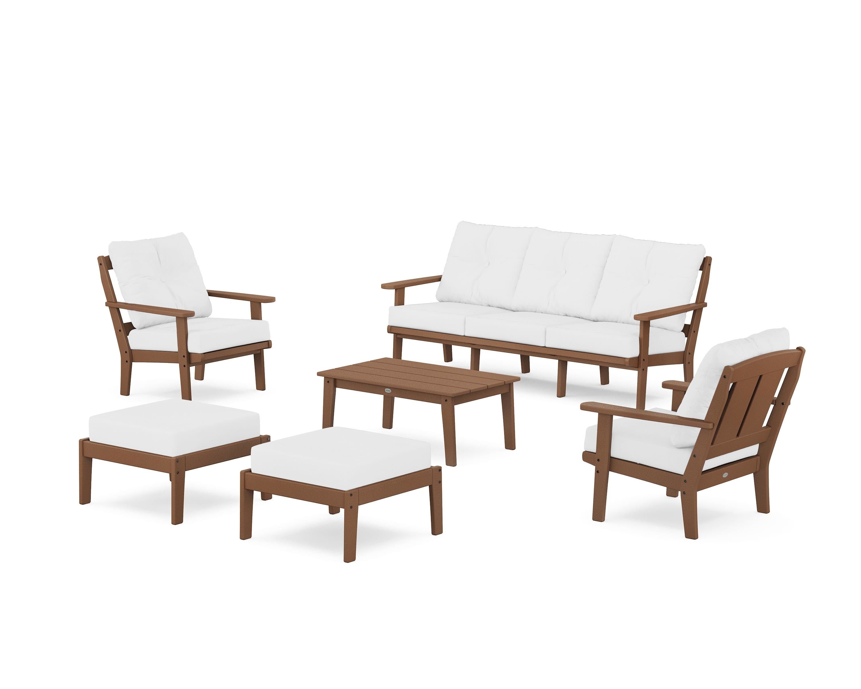 POLYWOOD® Mission 6-Piece Lounge Sofa Set in Teak / Natural