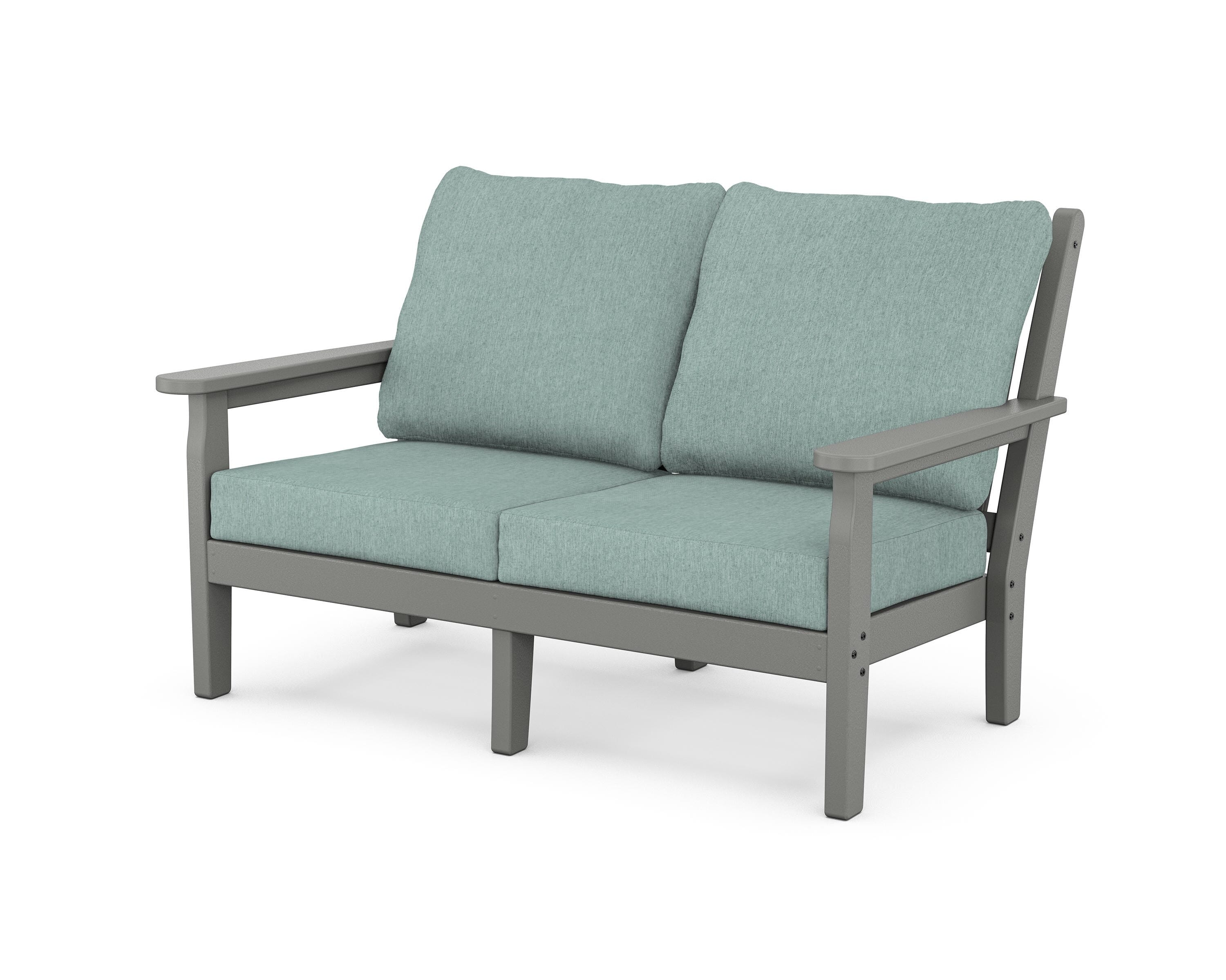 POLYWOOD® Chippendale Deep Seating Loveseat in Slate Grey / Glacier Spa