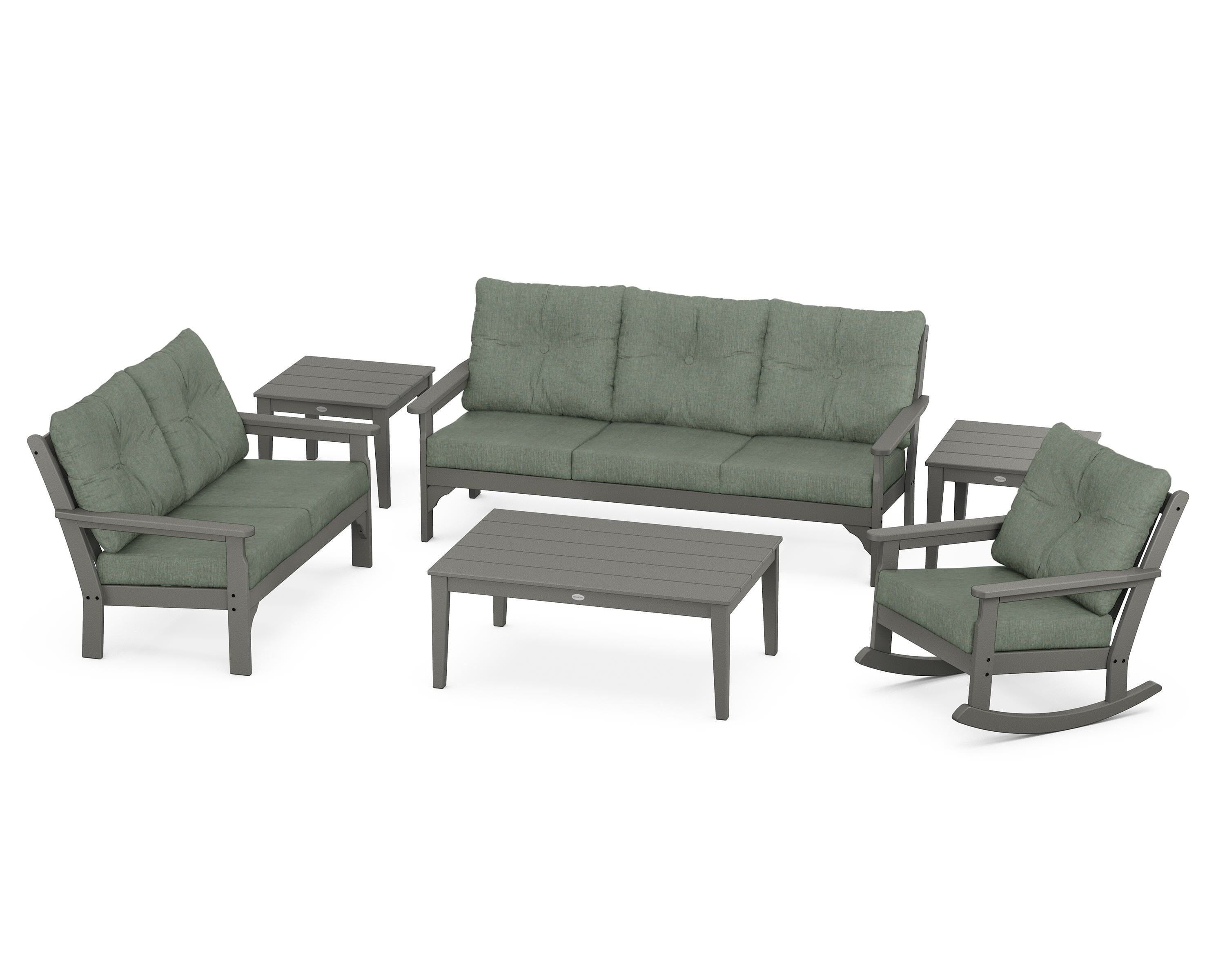 POLYWOOD® Vineyard 6-Piece Deep Seating Set in Slate Grey / Cast Sage