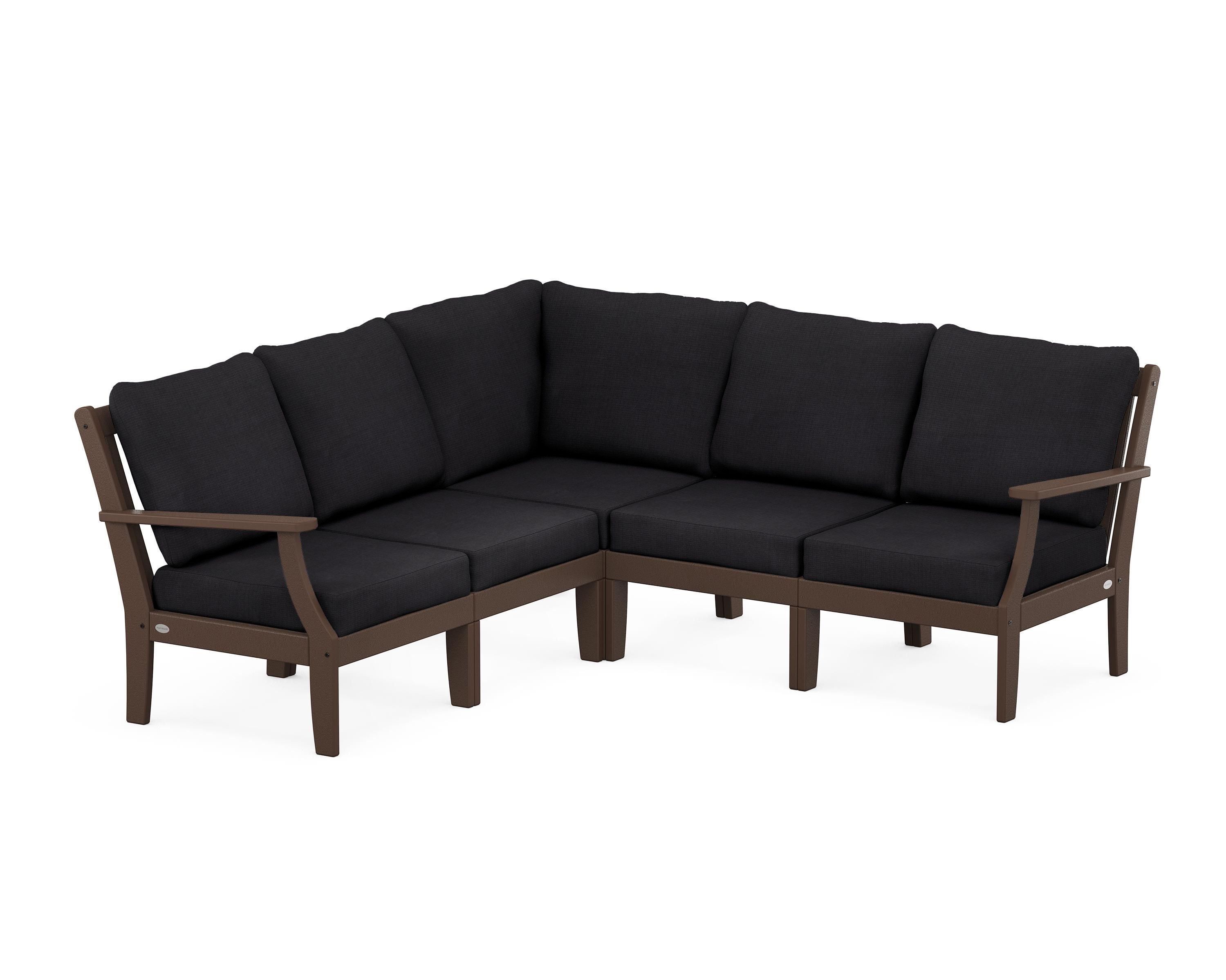 POLYWOOD® Braxton Modular 5-Piece Deep Seating Set in Mahogany / Midnight Linen