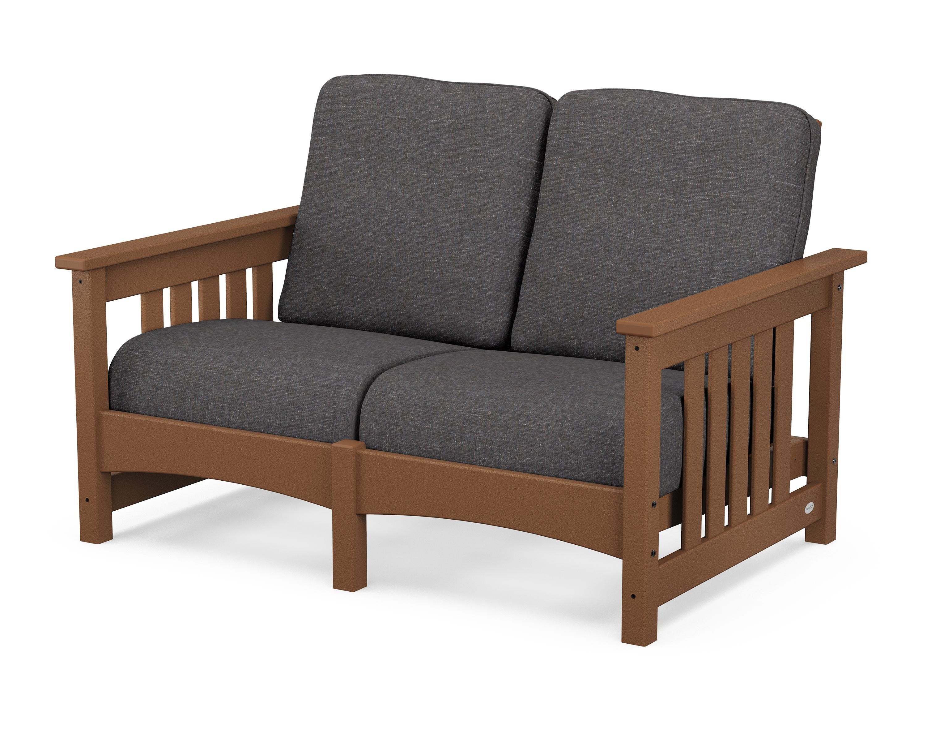 POLYWOOD® Club Mission Loveseat in Teak / Ash Charcoal
