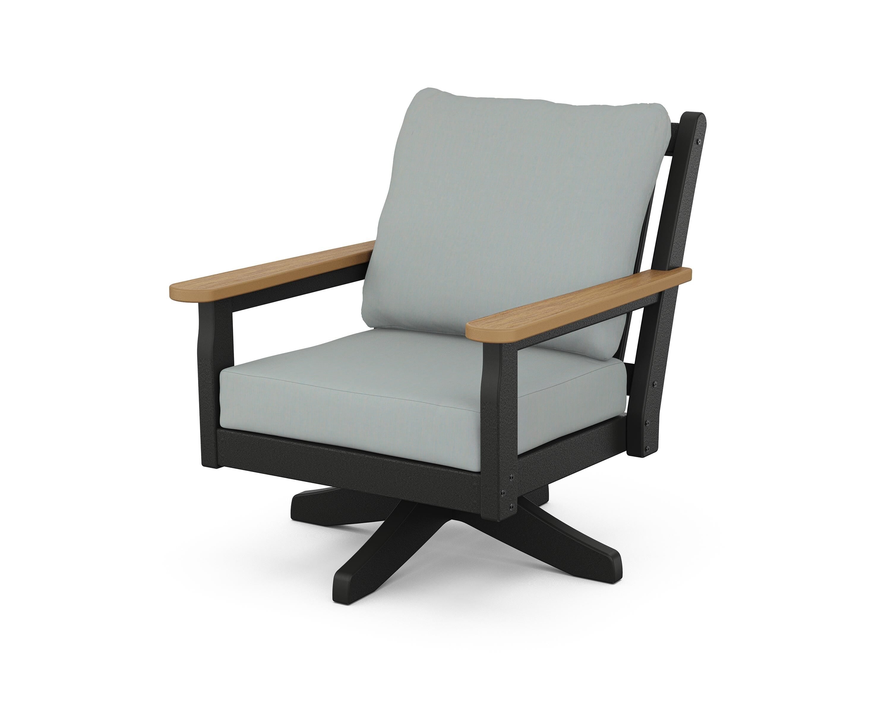 POLYWOOD® Chippendale Deep Seating Swivel Chair in Black / Natural / Spa