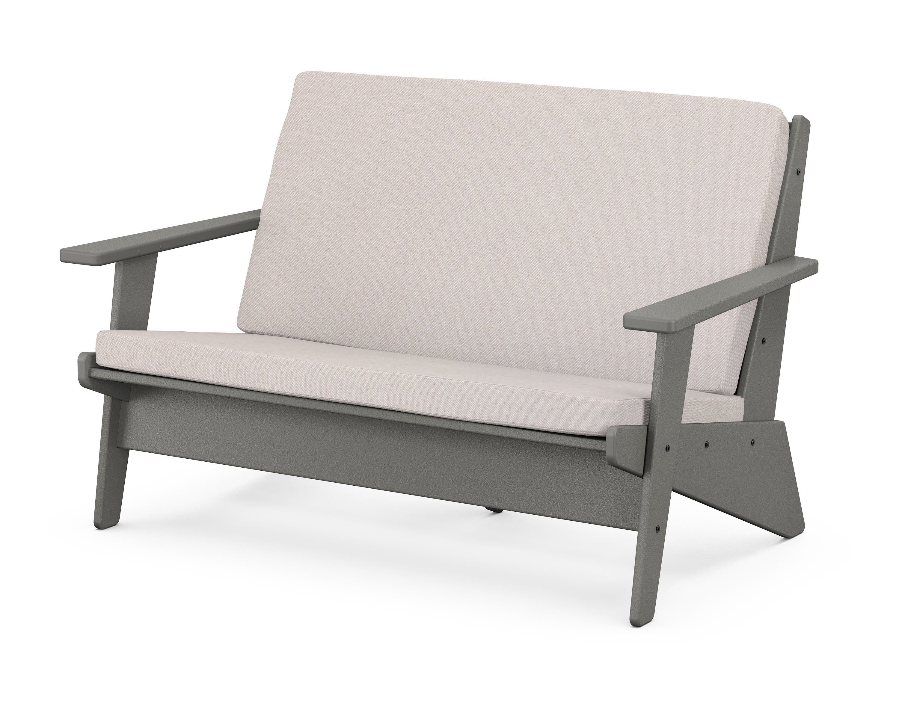 POLYWOOD® Riviera Modern Lounge Loveseat in Slate Grey / Dune Burlap