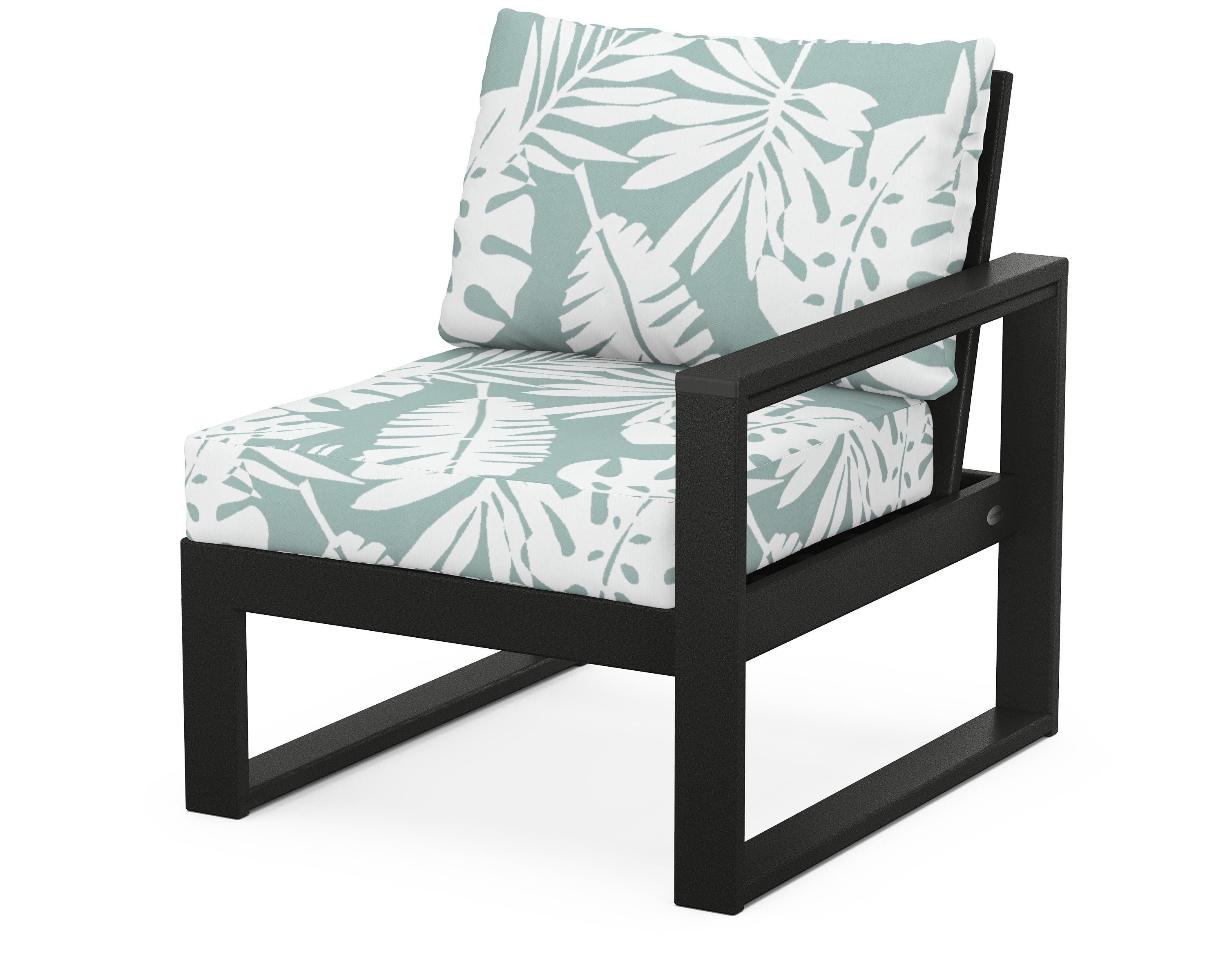 POLYWOOD® EDGE Modular Right Arm Chair in Black / Leaf Glacier Spa