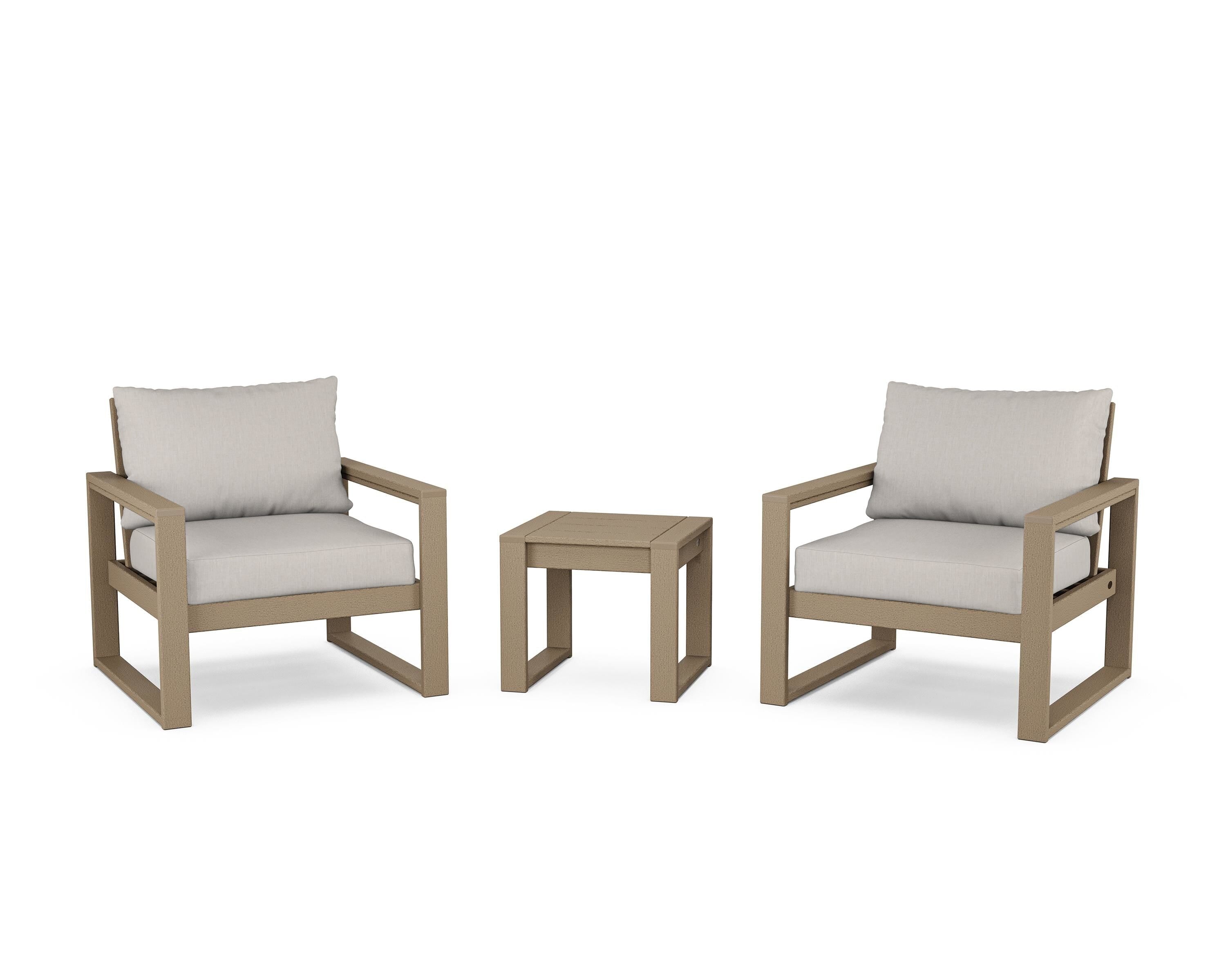 POLYWOOD® EDGE Sectional 3-Piece Deep Seating Set in Vintage Sahara / Cast Ash