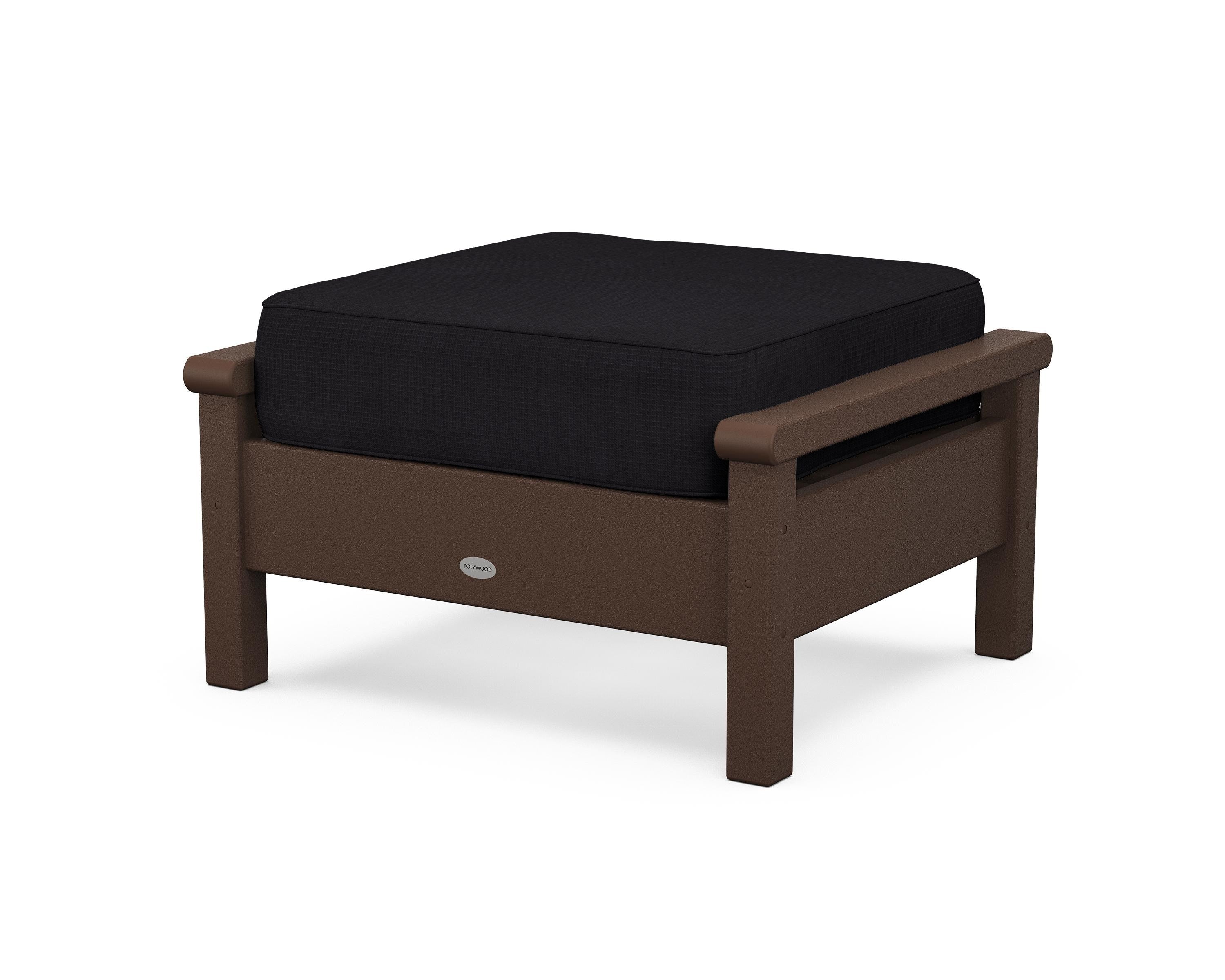 POLYWOOD® Harbour Deep Seating Ottoman in Mahogany / Midnight Linen