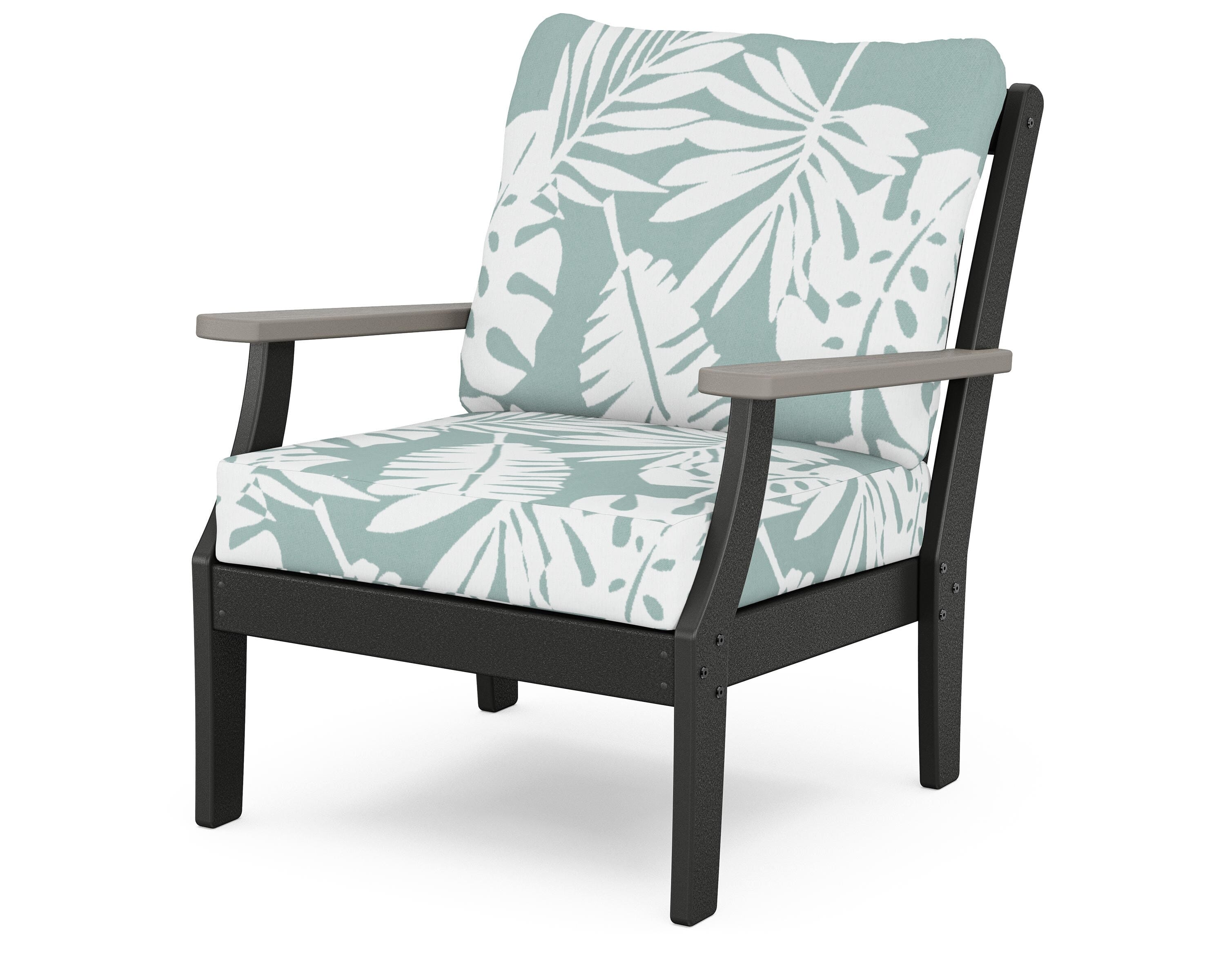 POLYWOOD® Braxton Deep Seating Chair in Black / Driftwood / Leaf Glacier Spa