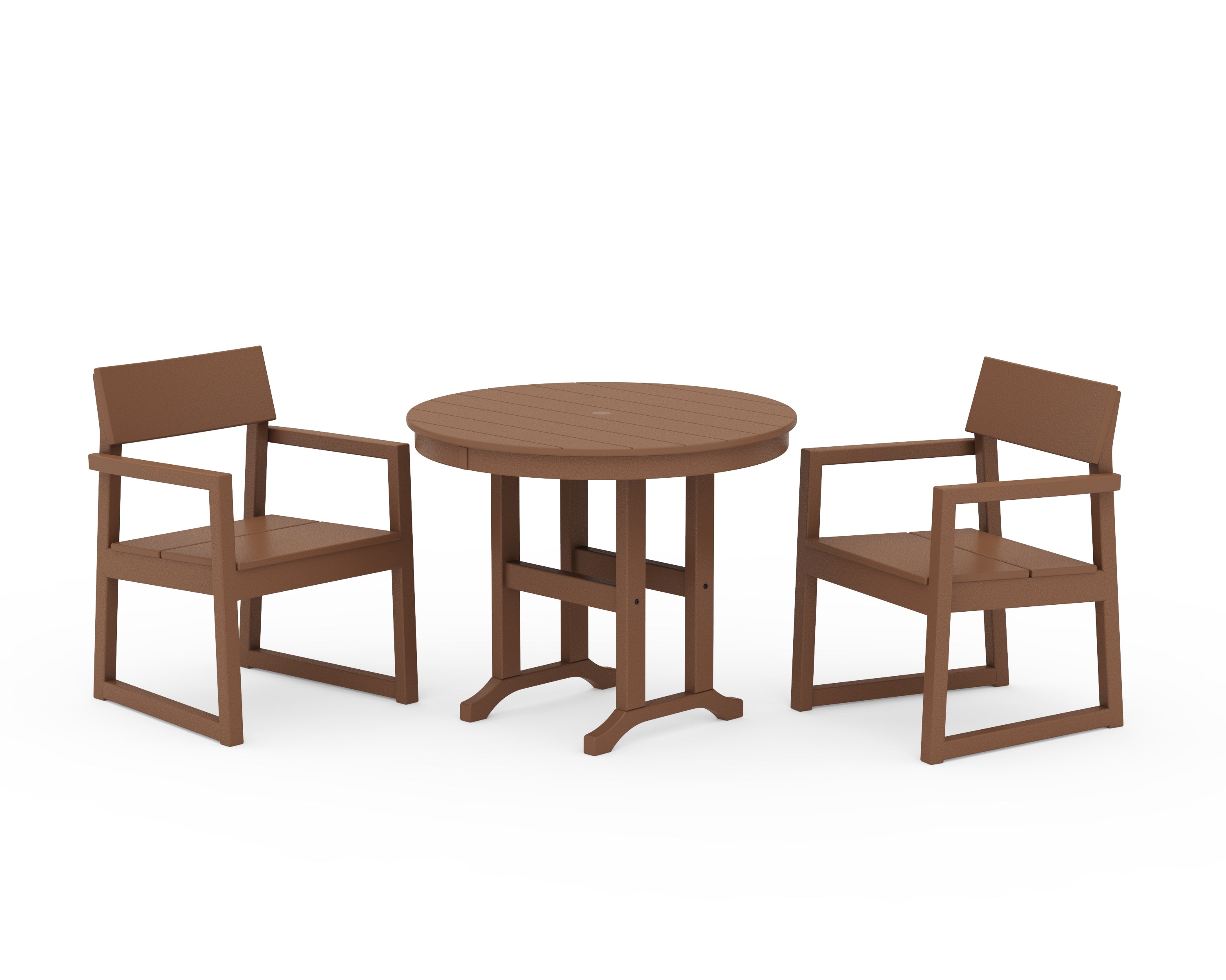POLYWOOD® EDGE 3-Piece Round Dining Set in Teak
