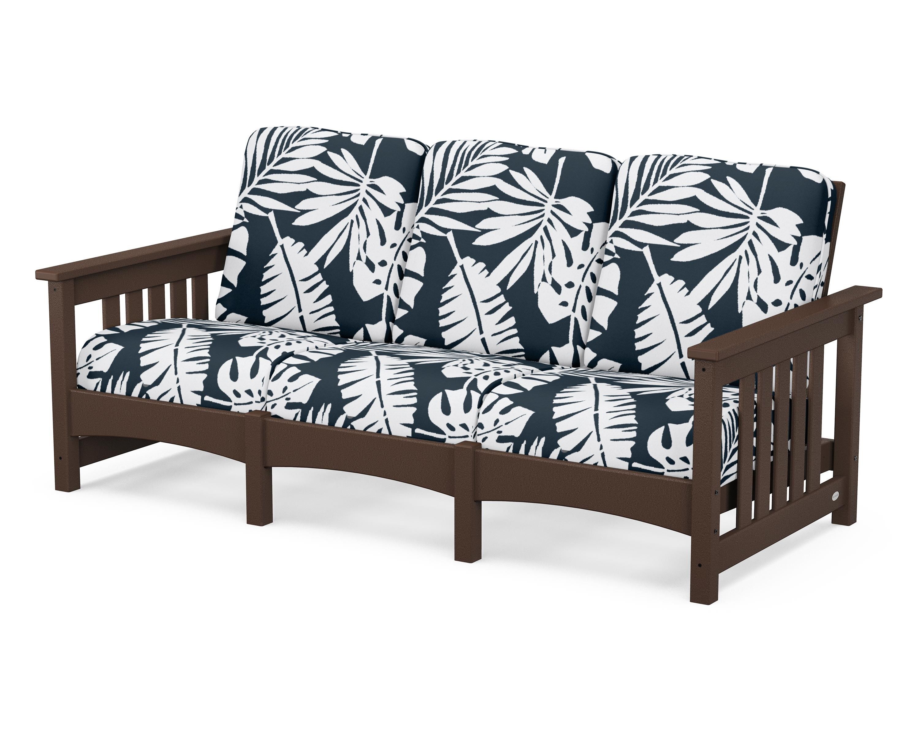 POLYWOOD® Club Mission Sofa in Mahogany / Leaf Marine Indigo