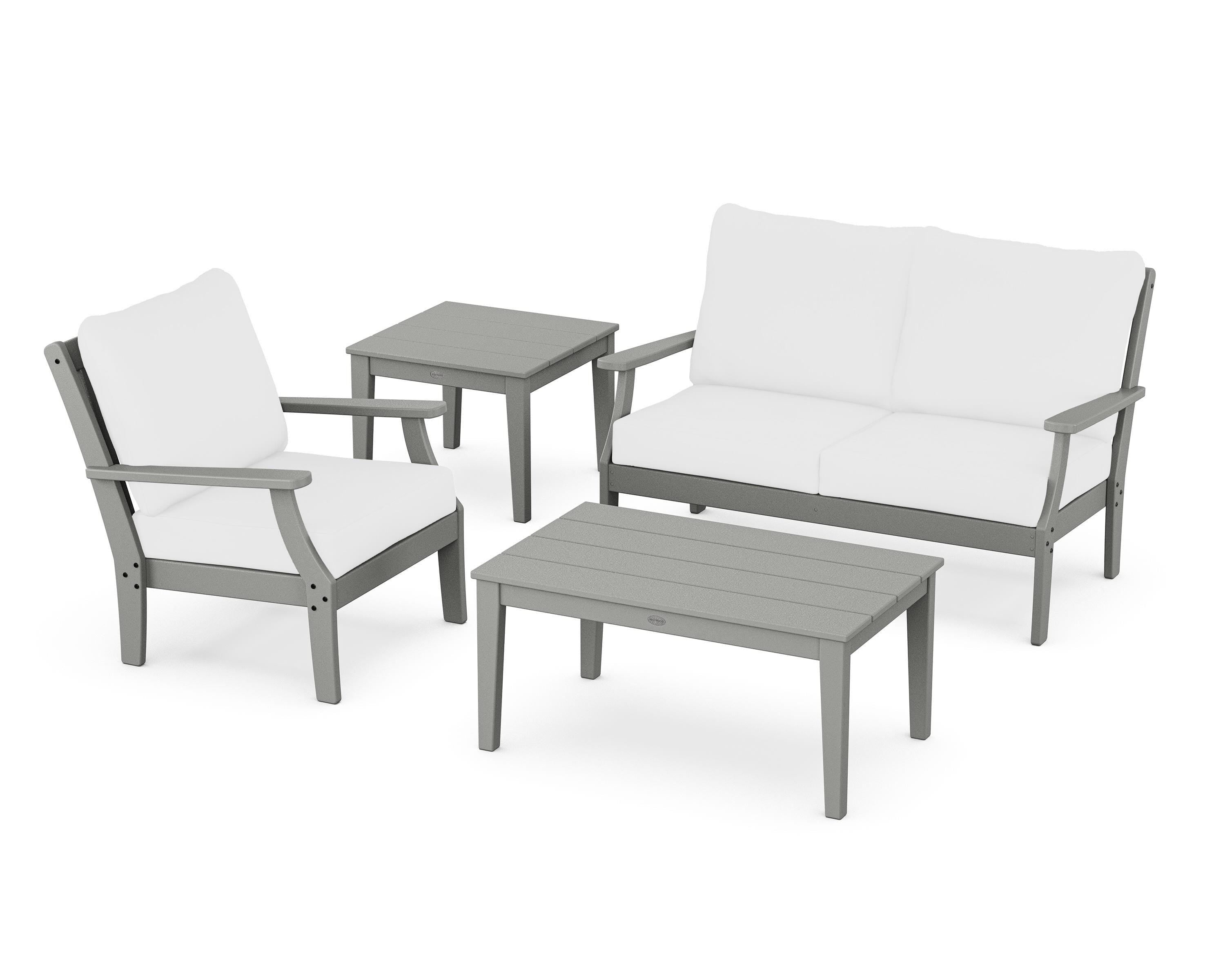 POLYWOOD® Braxton 4-Piece Deep Seating Set in Slate Grey / Natural