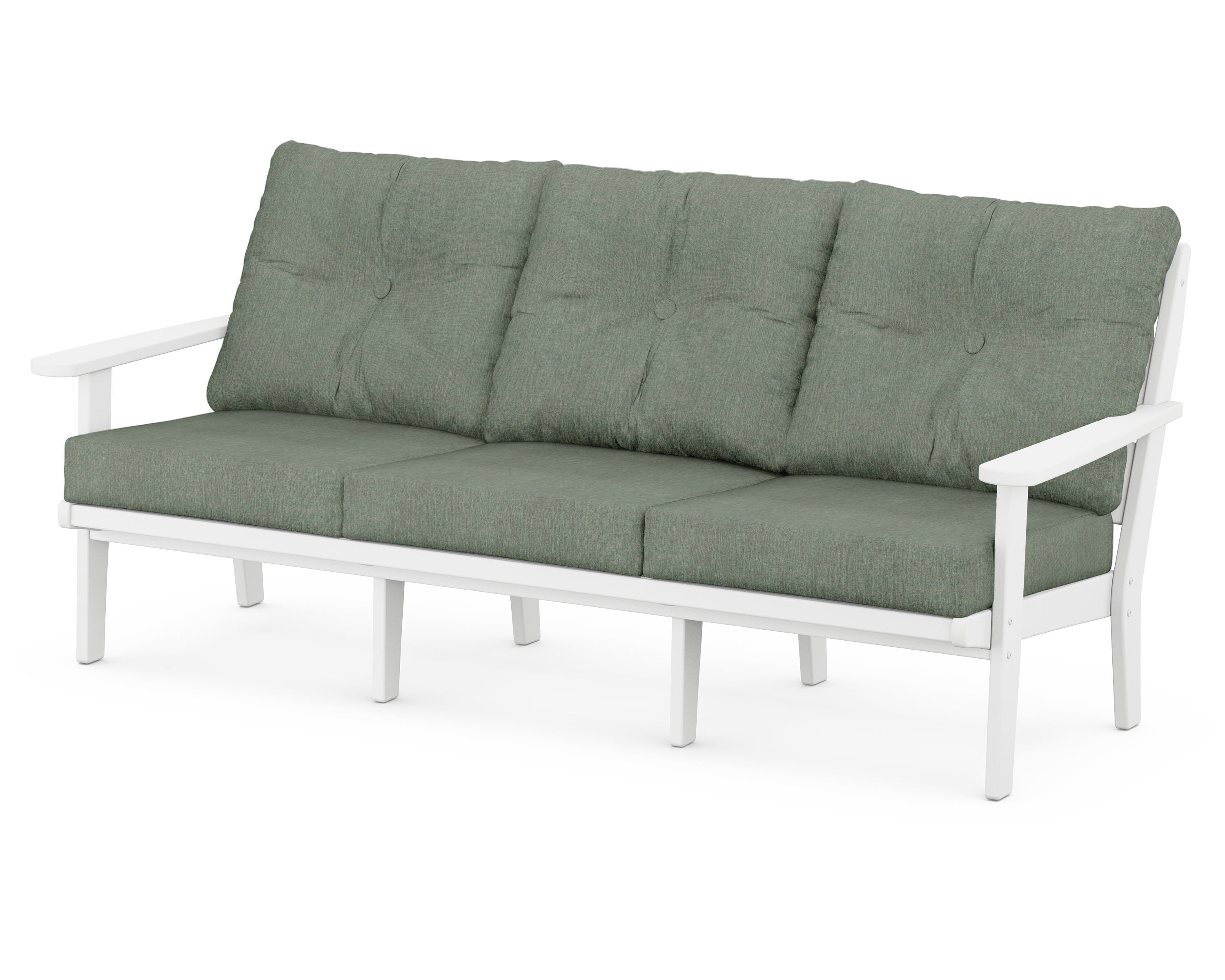 POLYWOOD® Lakeside Deep Seating Sofa in White / Cast Sage