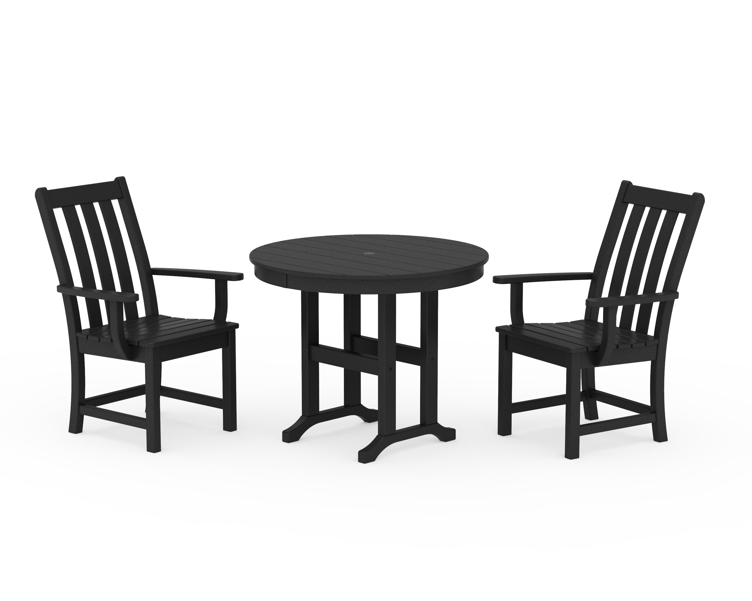 POLYWOOD® Vineyard 3-Piece Round Dining Set in Black