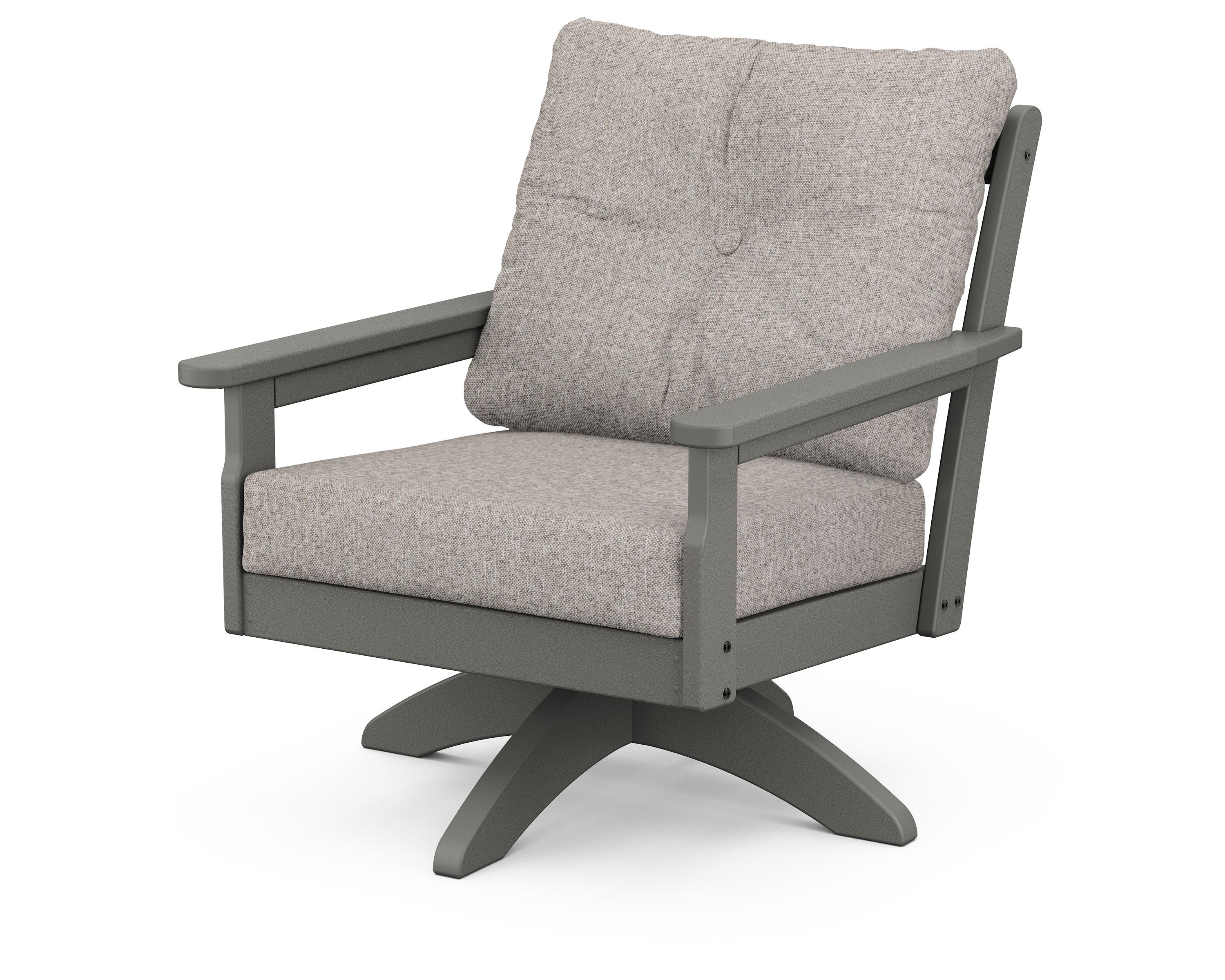 POLYWOOD® Vineyard Deep Seating Swivel Chair in Slate Grey / Weathered Tweed