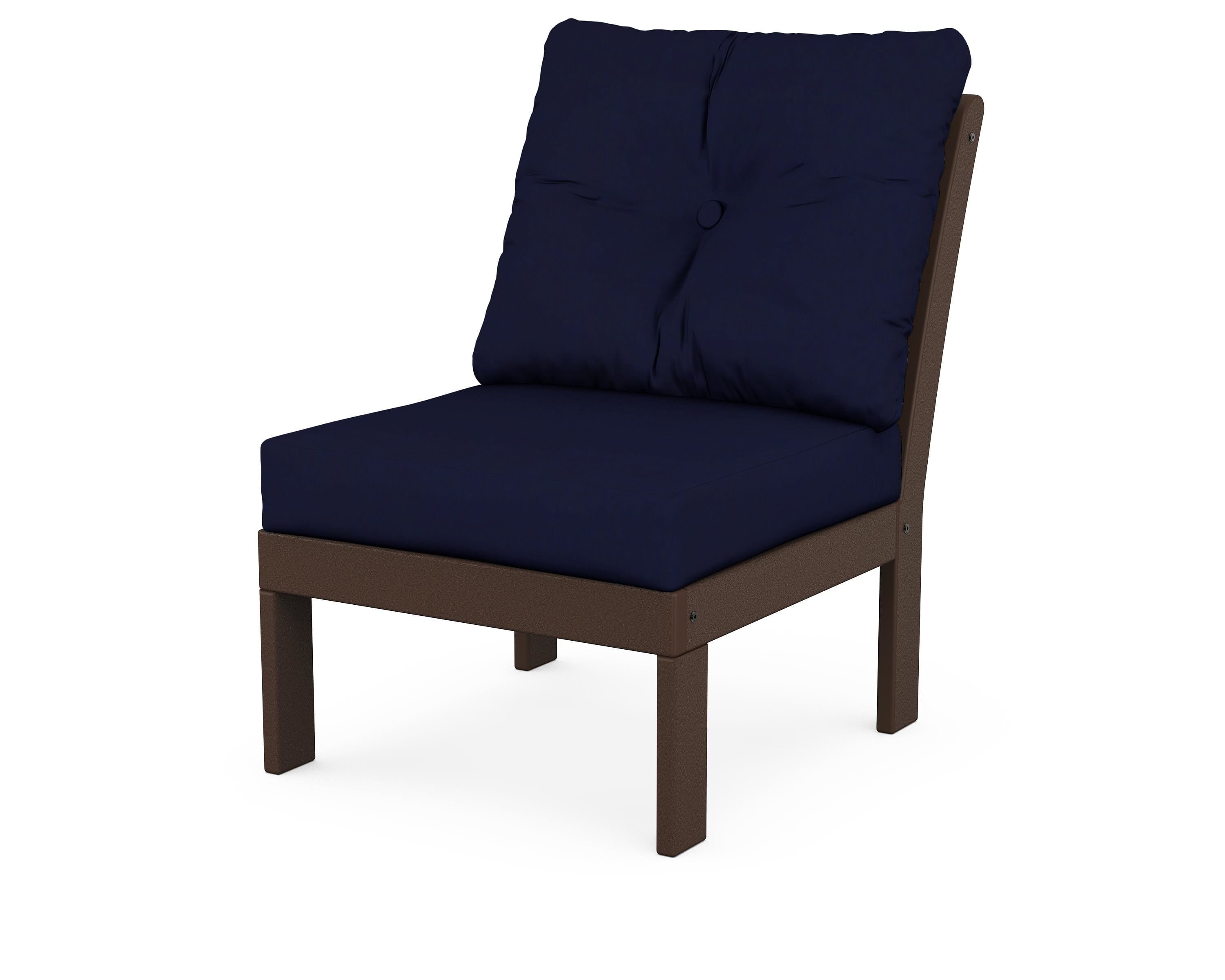 POLYWOOD® Vineyard Modular Armless Chair in Mahogany / Navy