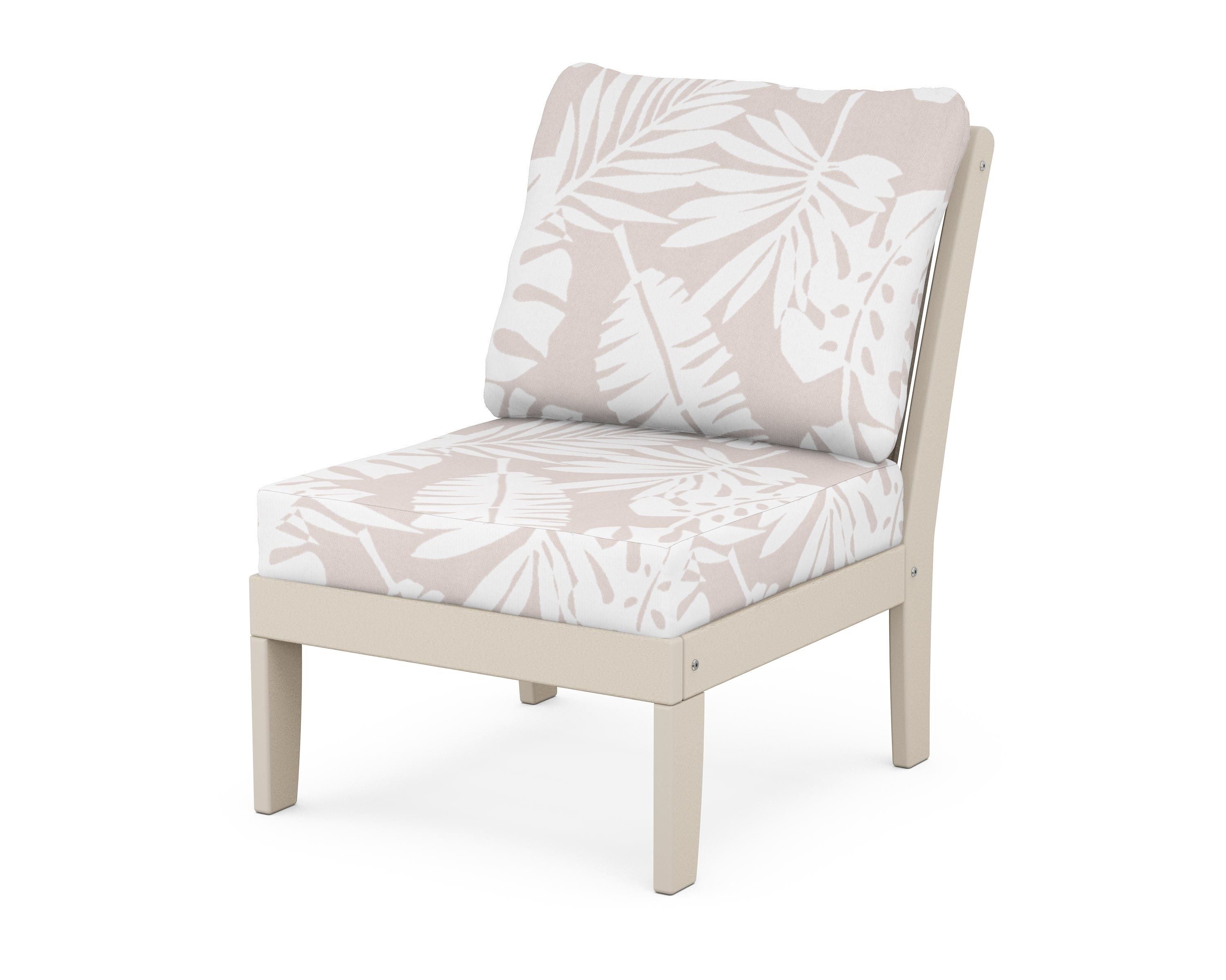 POLYWOOD® Braxton Modular Armless Chair in Sand / Leaf Dune Burlap