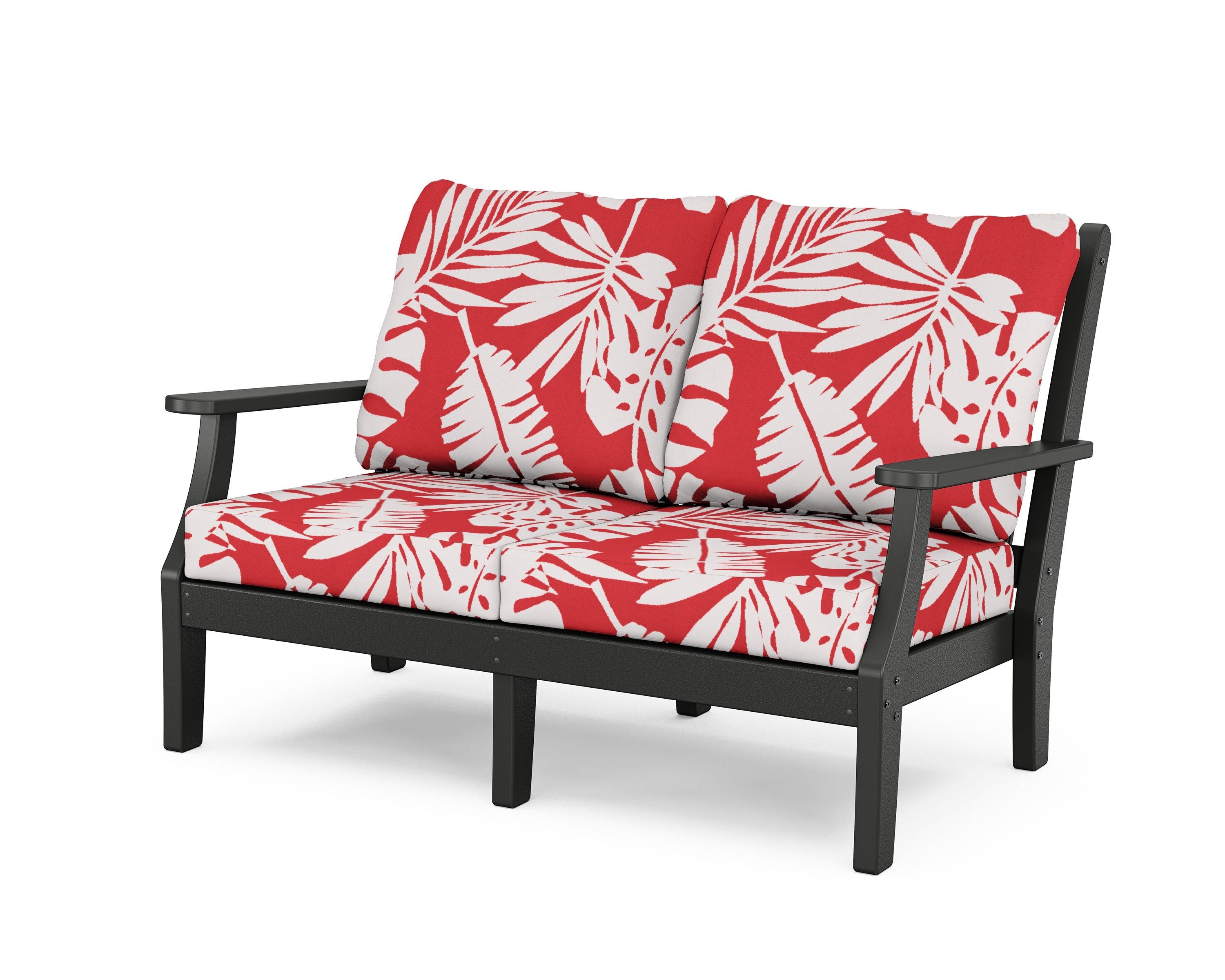 Country Living Wovendale Deep Seating Loveseat in Black / Leaf Crimson