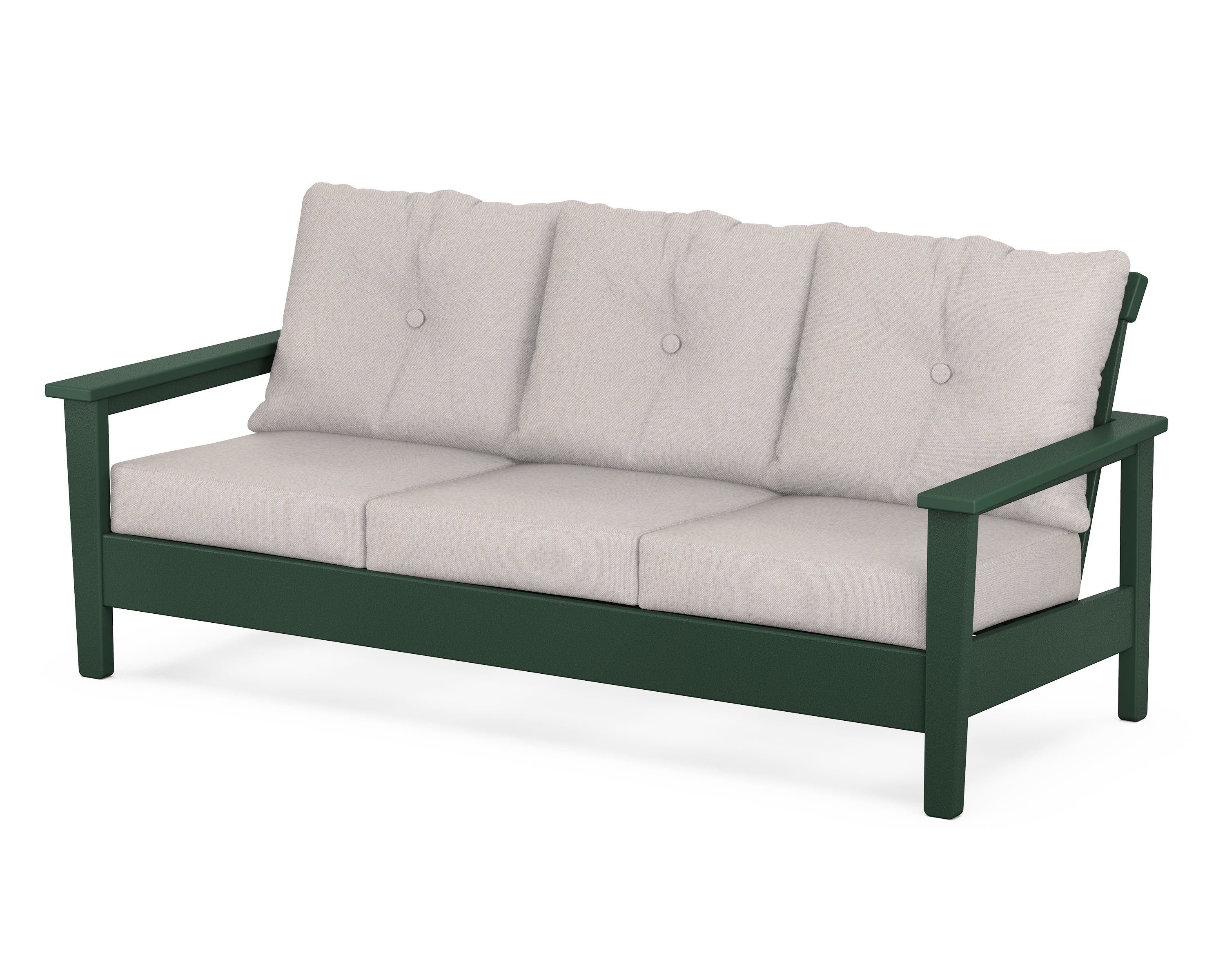 POLYWOOD® Prescott Deep Seating Sofa in Green / Dune Burlap