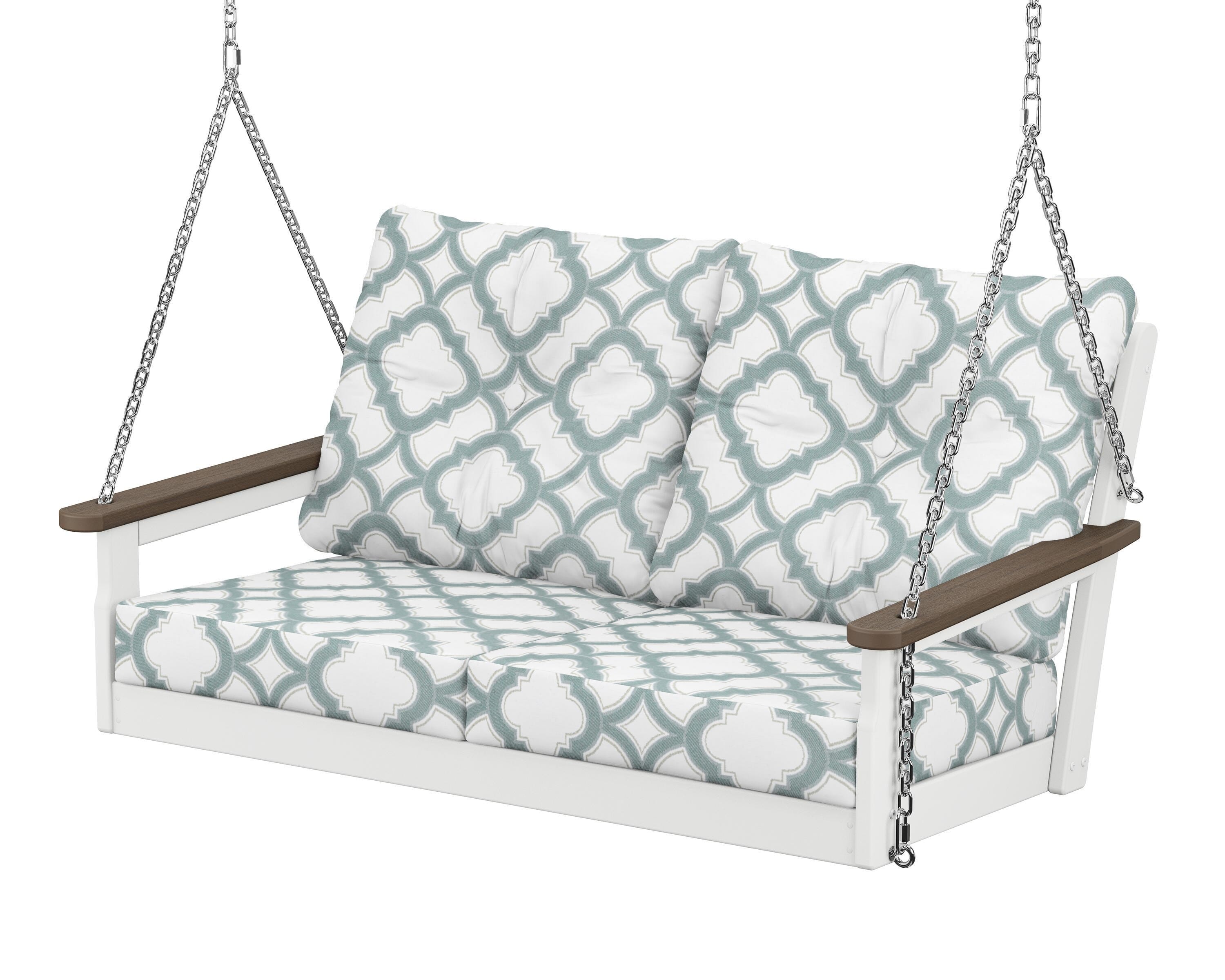 POLYWOOD® Vineyard Deep Seating Swing in White / Kona / Trellis Glacier Spa