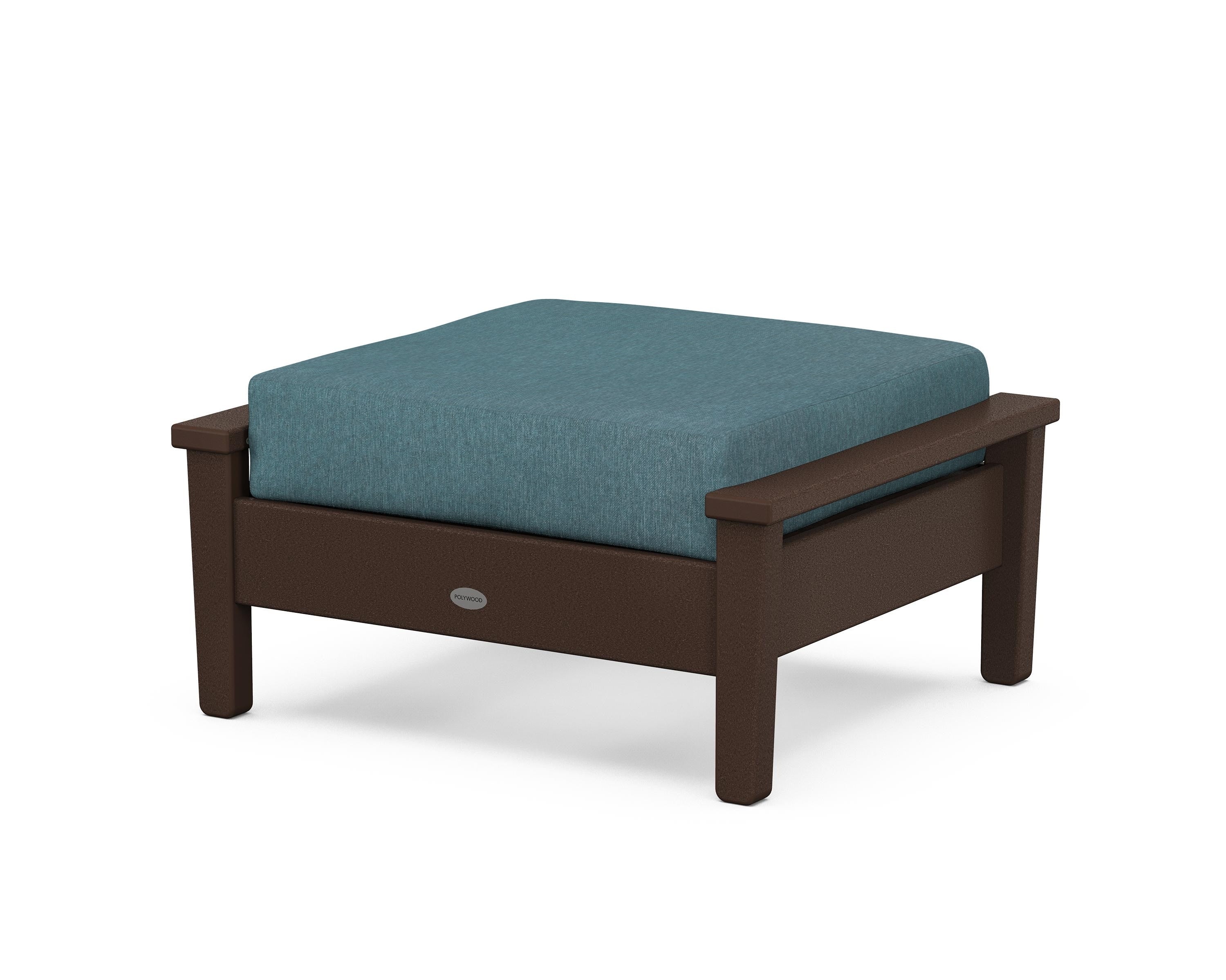 POLYWOOD® Prescott Deep Seating Ottoman in Mahogany / Ocean Teal