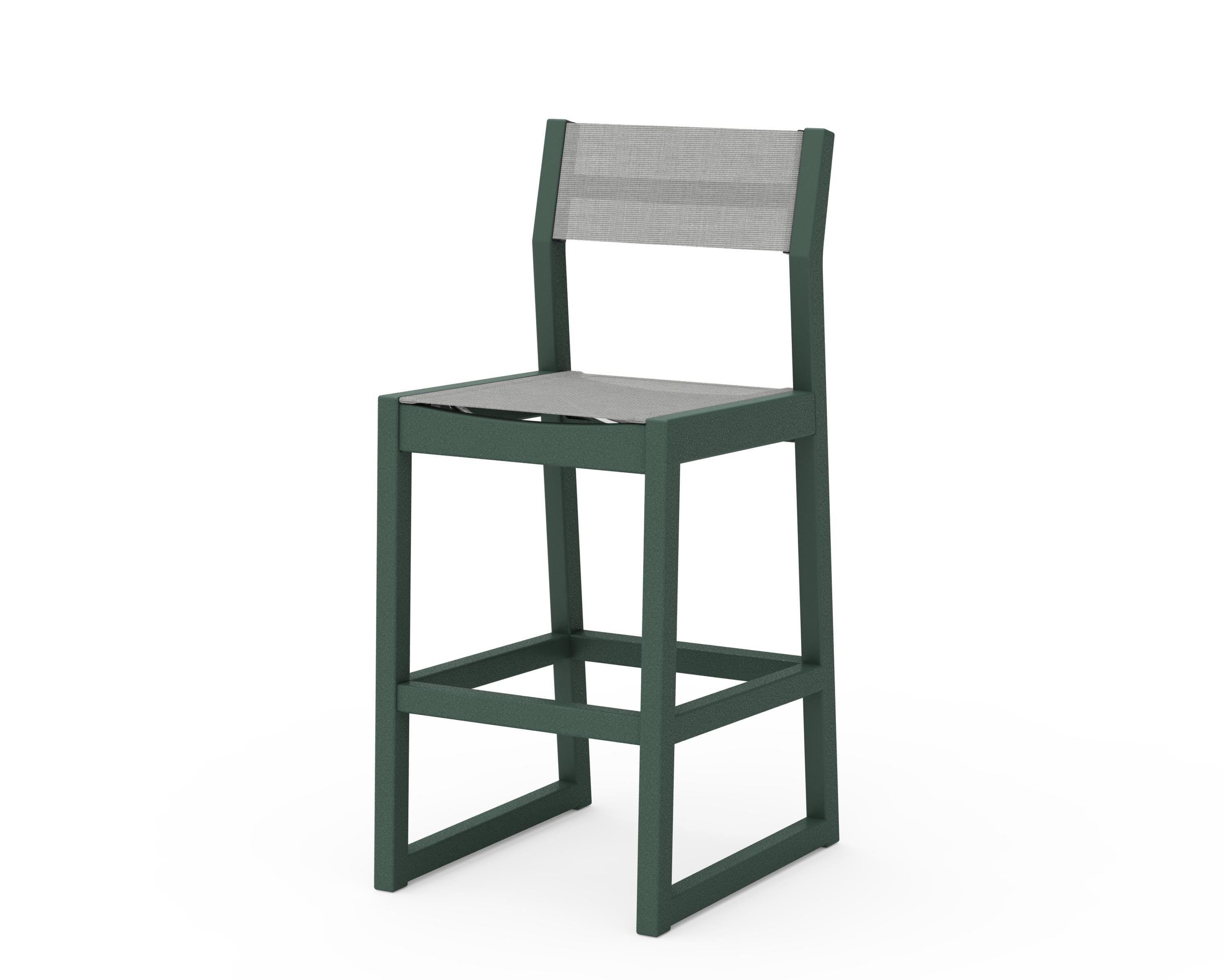 POLYWOOD® EDGE Sling Bar Side Chair in Green / Metallic Sling