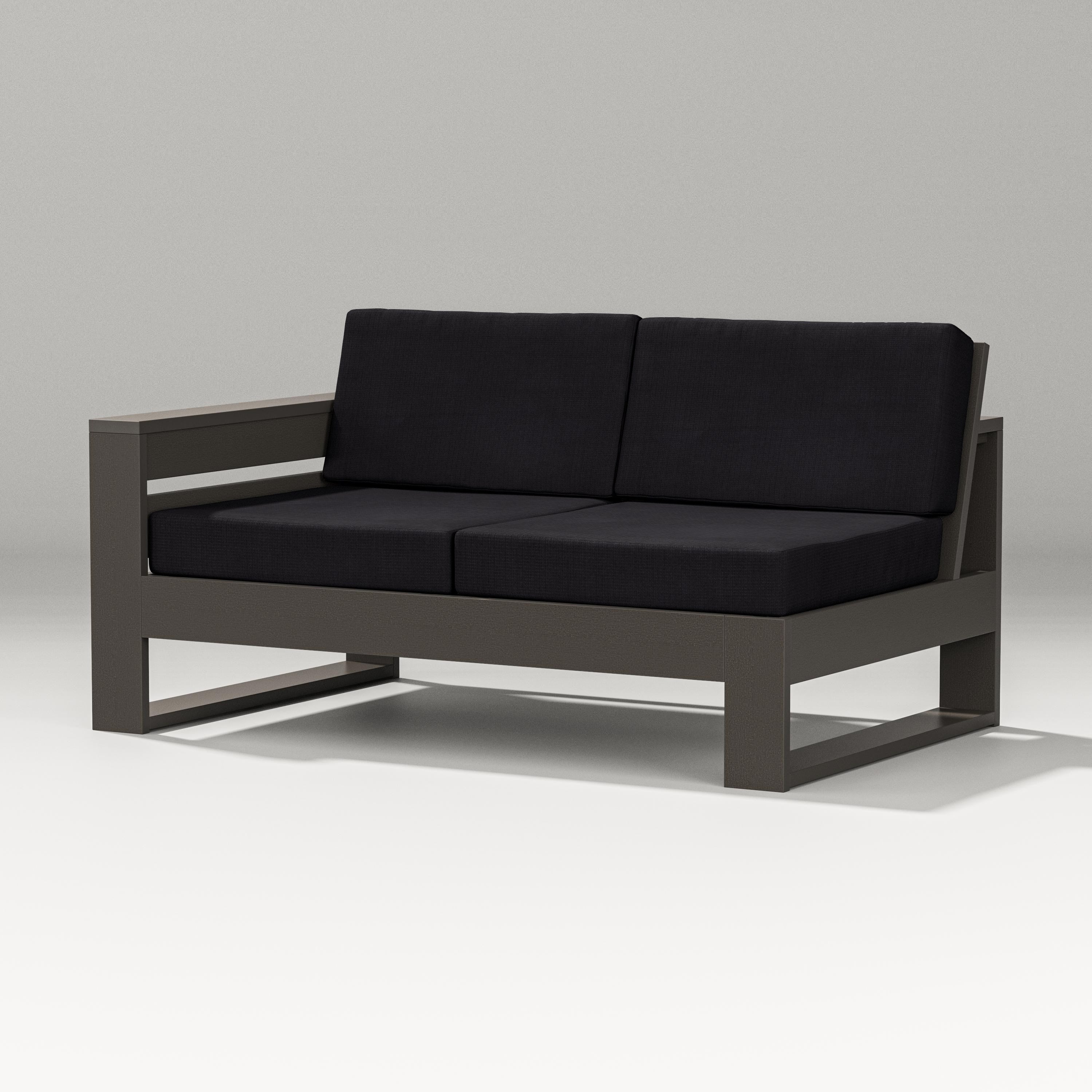 PW Designer Series Latitude Modular Left Arm Loveseat in Vintage Coffee / Midnight Linen