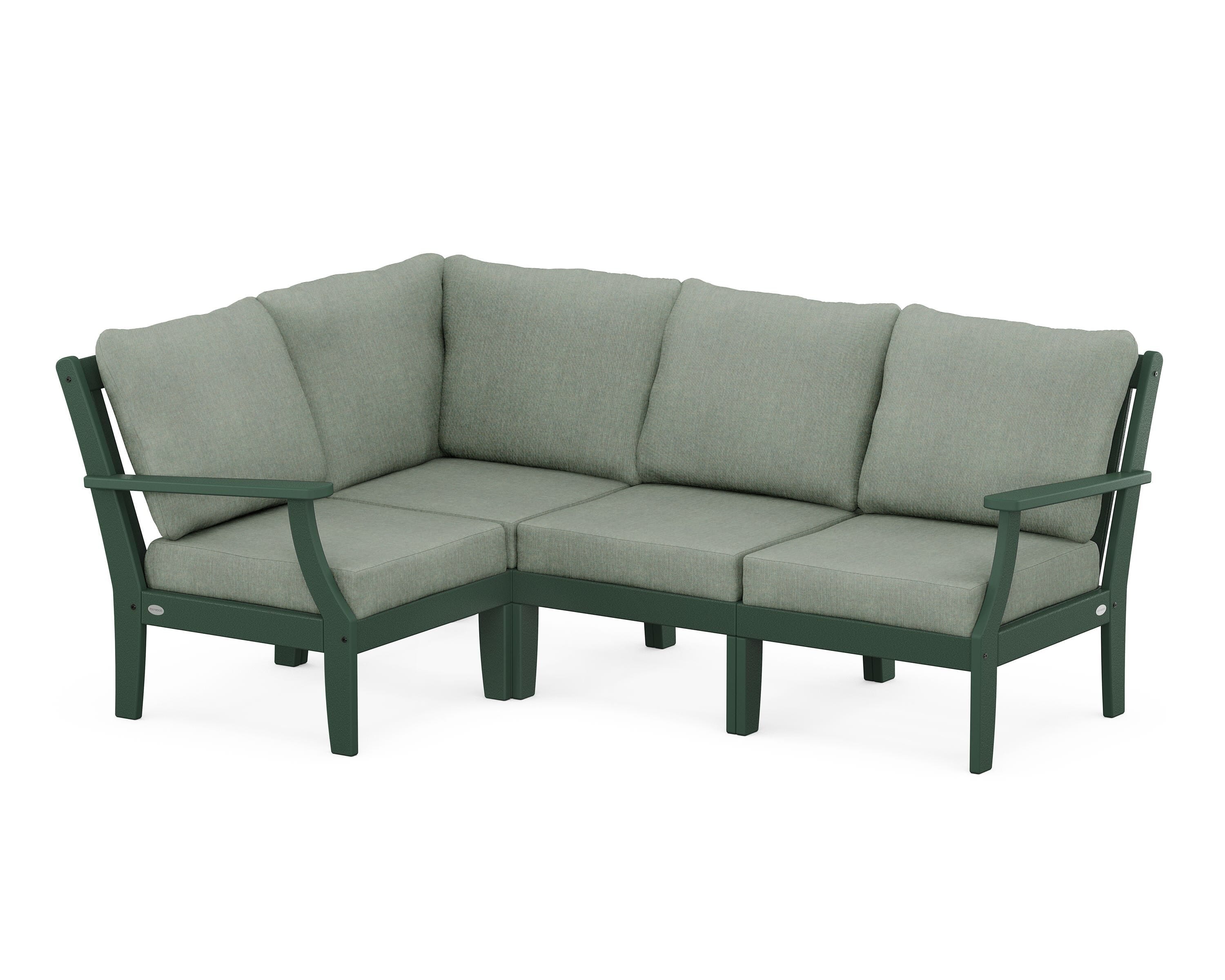 POLYWOOD® Braxton Modular 4-Piece Deep Seating Set in Green / Cast Sage
