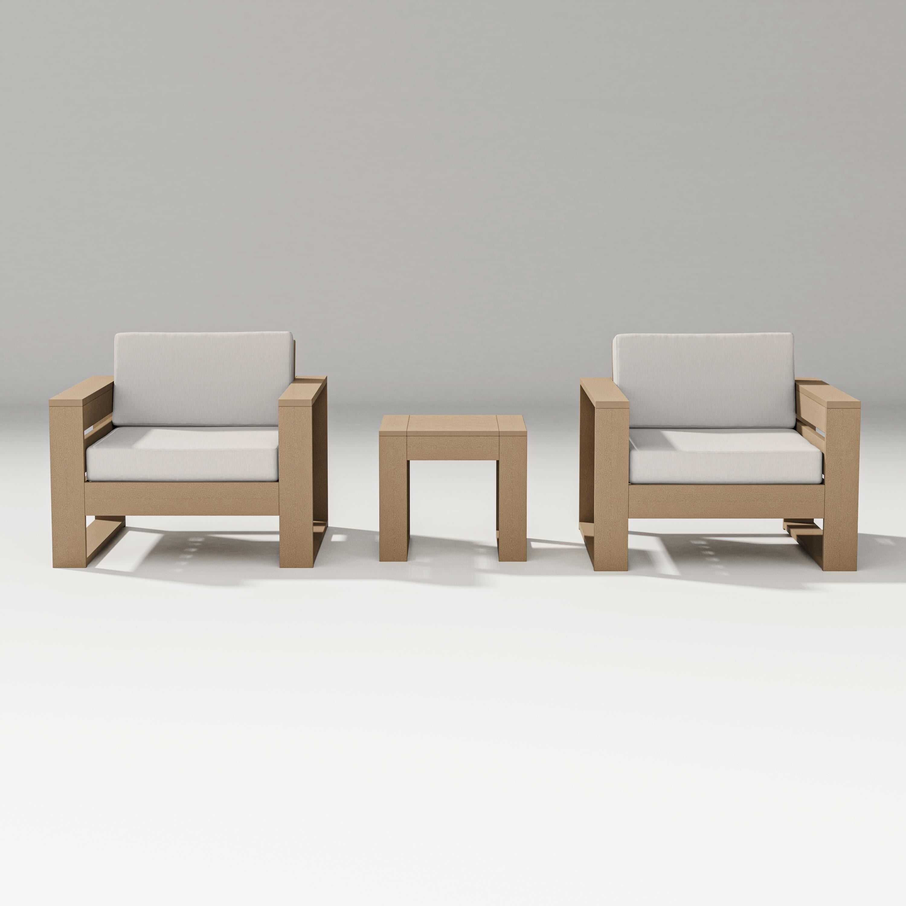 PW Designer Series Latitude 3-Piece Lounge Chair Set in Vintage Sahara / Cast Ash