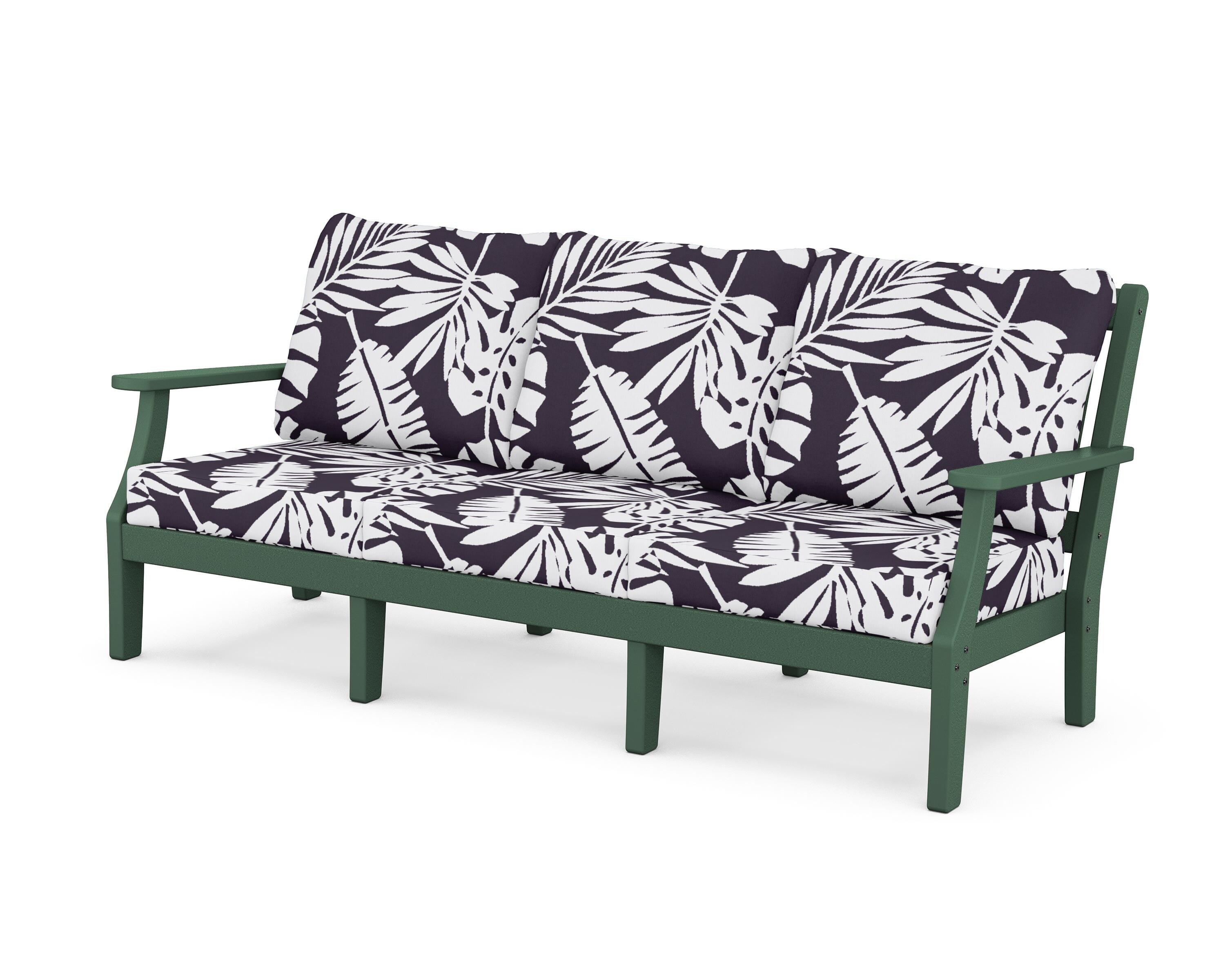 Martha Stewart by POLYWOOD® Chinoiserie Deep Seating Sofa in Green / Leaf Navy