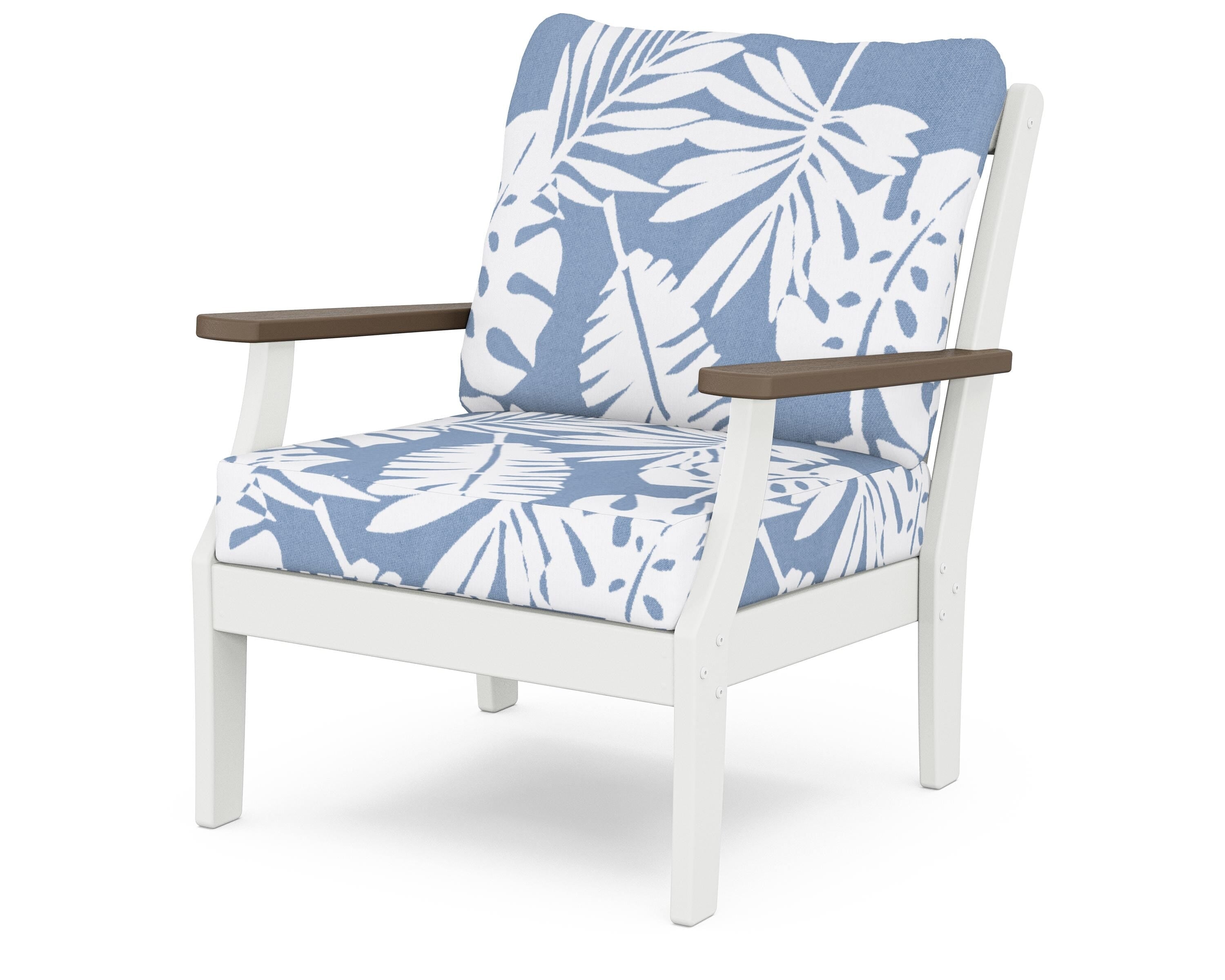 POLYWOOD® Braxton Deep Seating Chair in White / Kona / Leaf Sky Blue