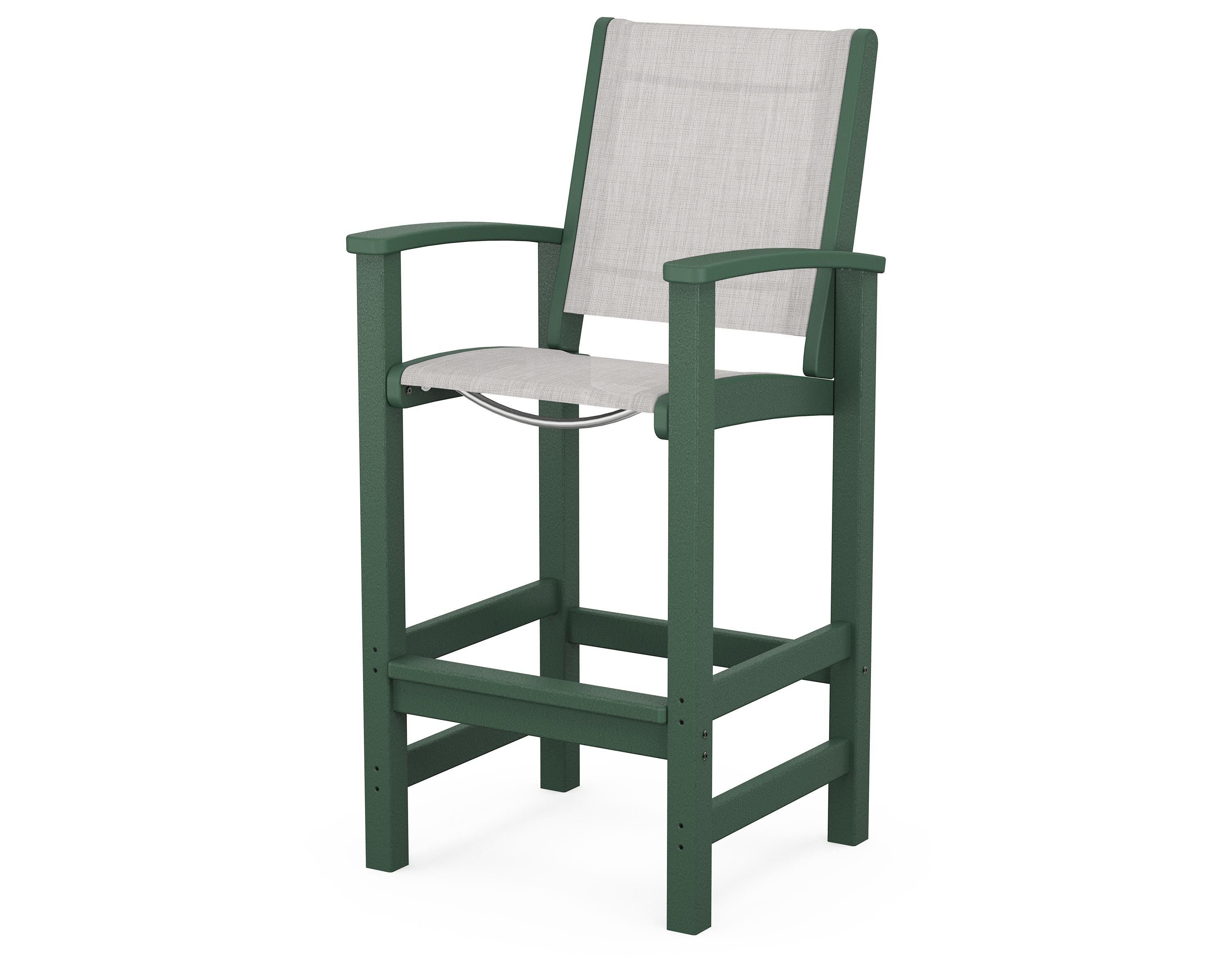 POLYWOOD® Coastal Bar Chair in Green / Parchment Sling