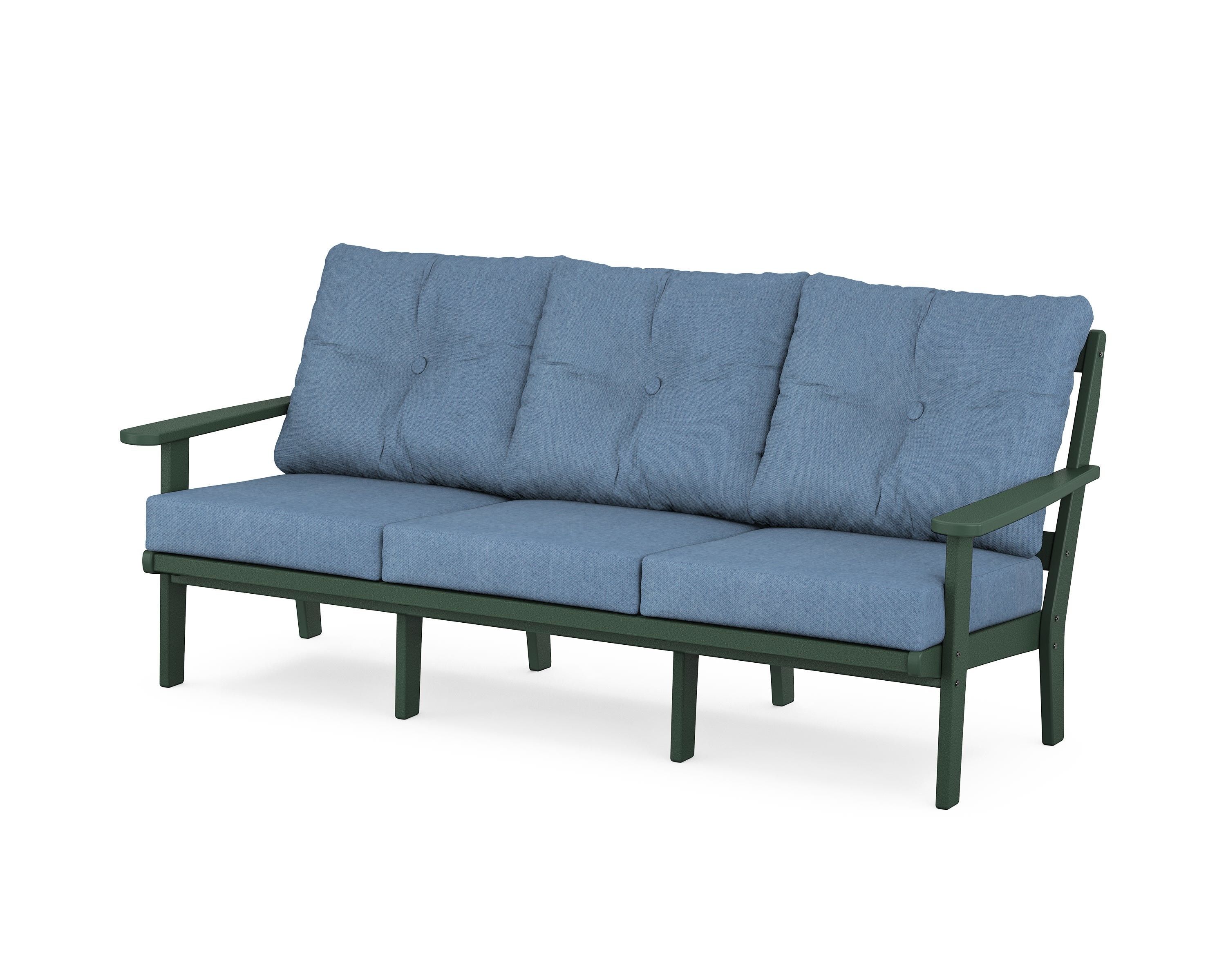 POLYWOOD® Mission Deep Seating Sofa in Green / Sky Blue