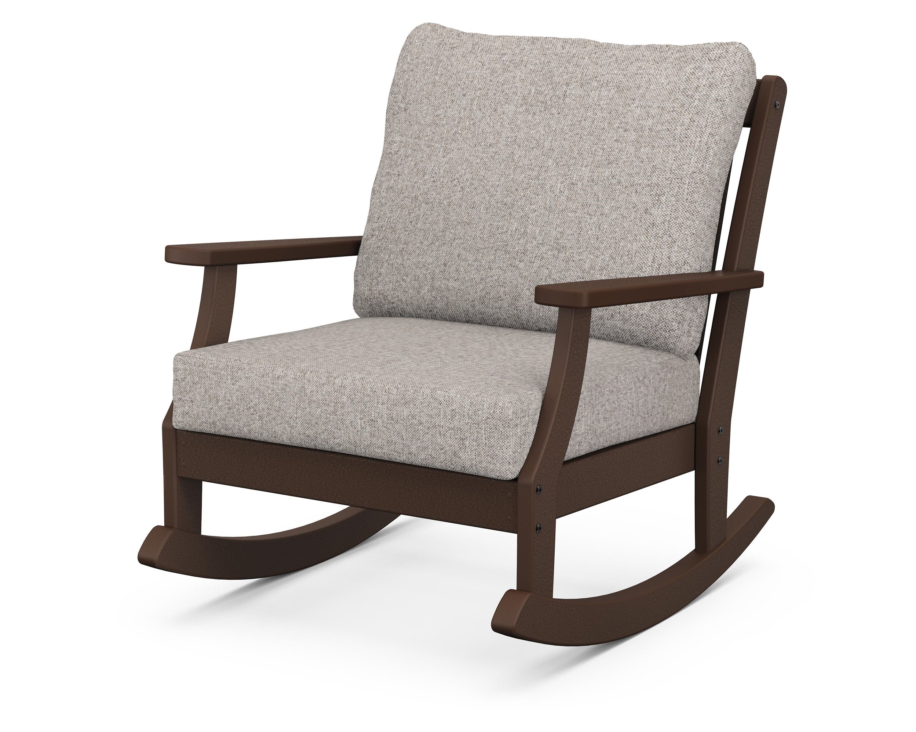 POLYWOOD® Braxton Deep Seating Rocking Chair in Mahogany / Weathered Tweed