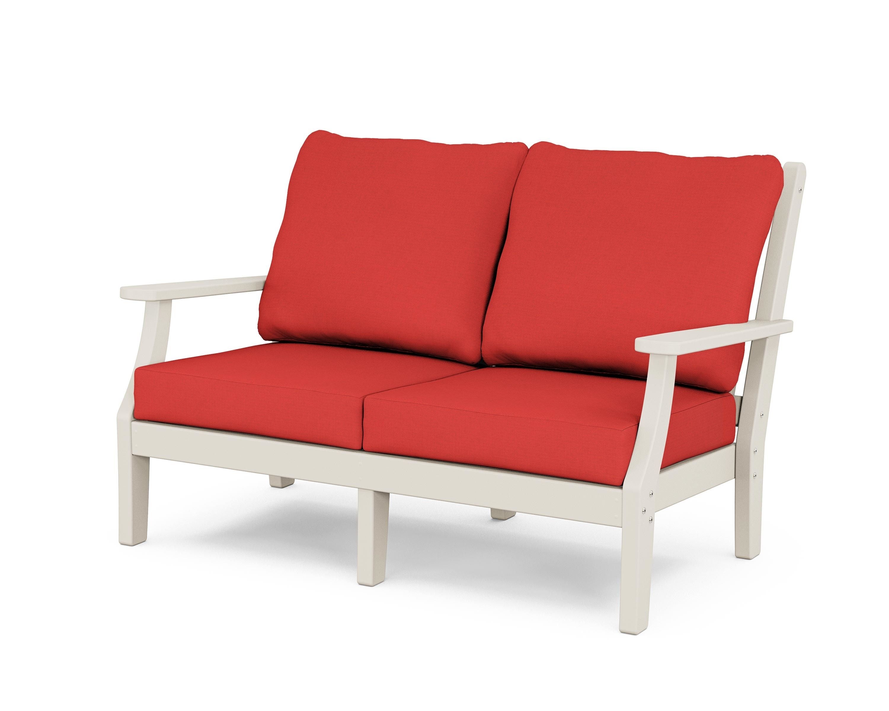Country Living Wovendale Deep Seating Loveseat in Sand / Crimson Linen