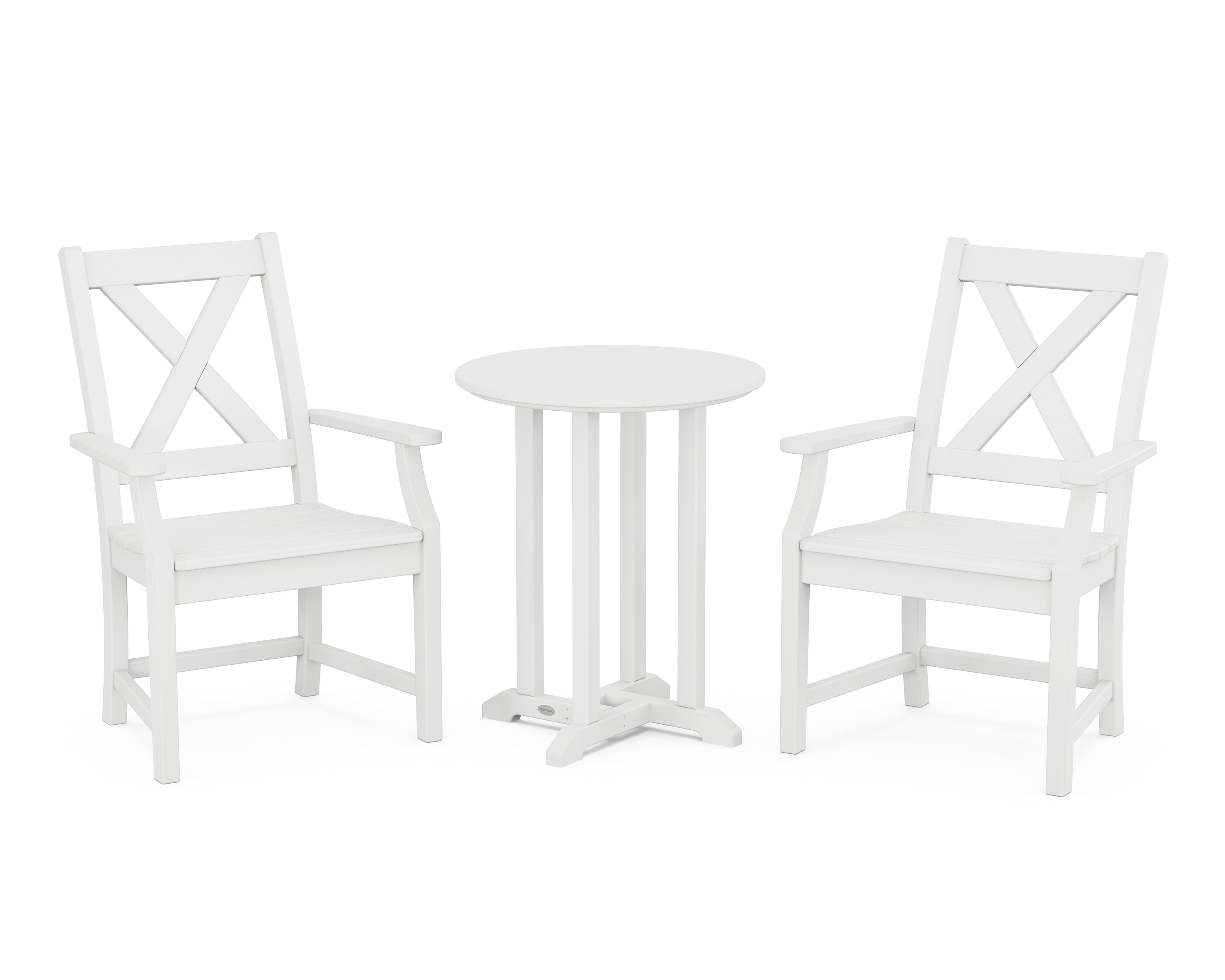 POLYWOOD® Braxton 3-Piece Round Bistro Dining Set in White