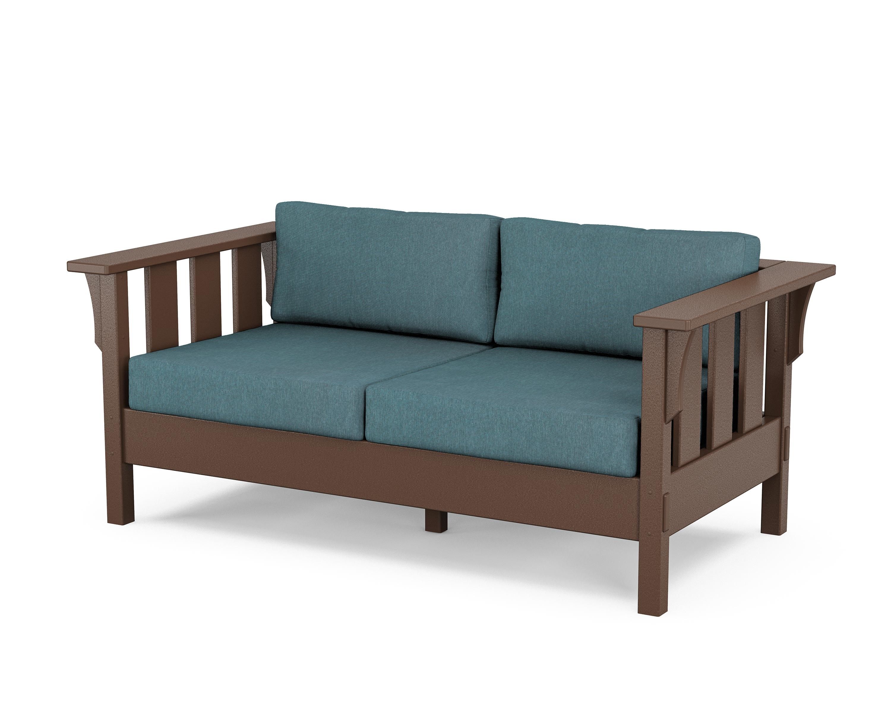 Martha Stewart by POLYWOOD® Acadia Deep Seating Loveseat in Mahogany / Ocean Teal