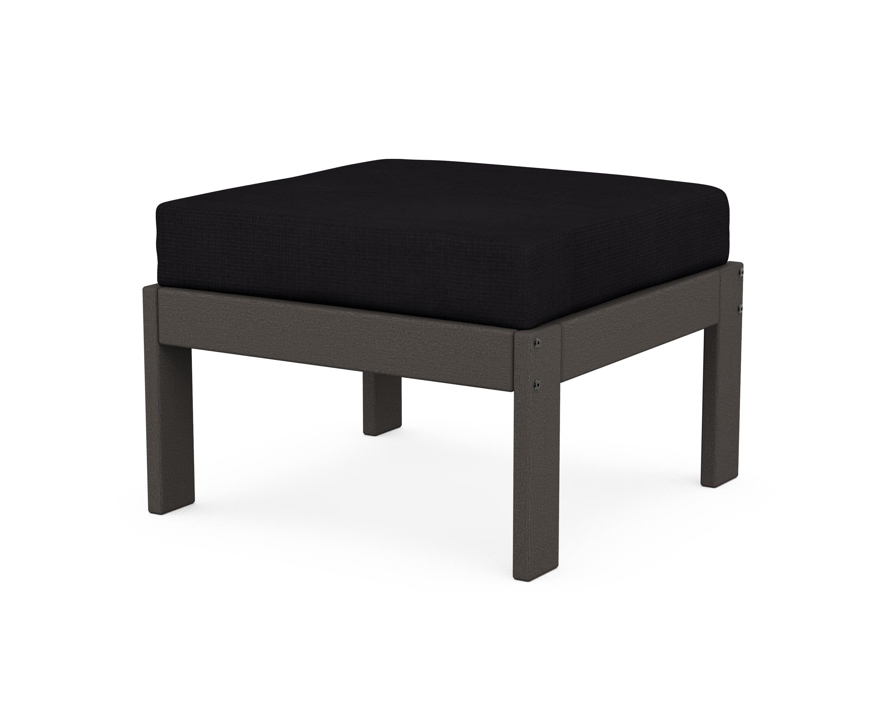 POLYWOOD® Vineyard Modular Ottoman in Vintage Coffee / Midnight Linen