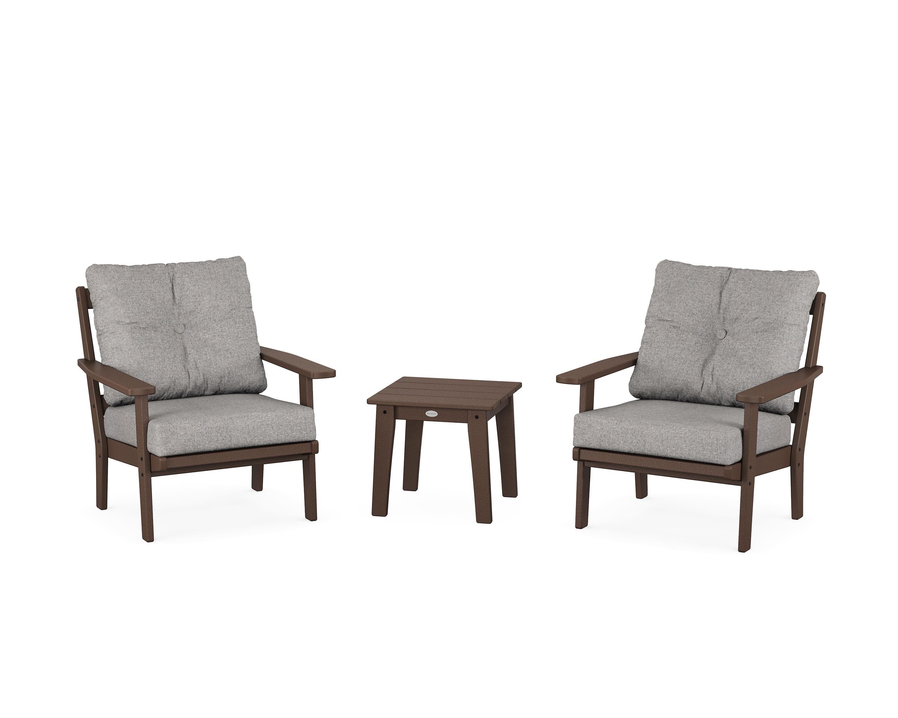 POLYWOOD® Oxford 3-Piece Deep Seating Set in Mahogany / Grey Mist