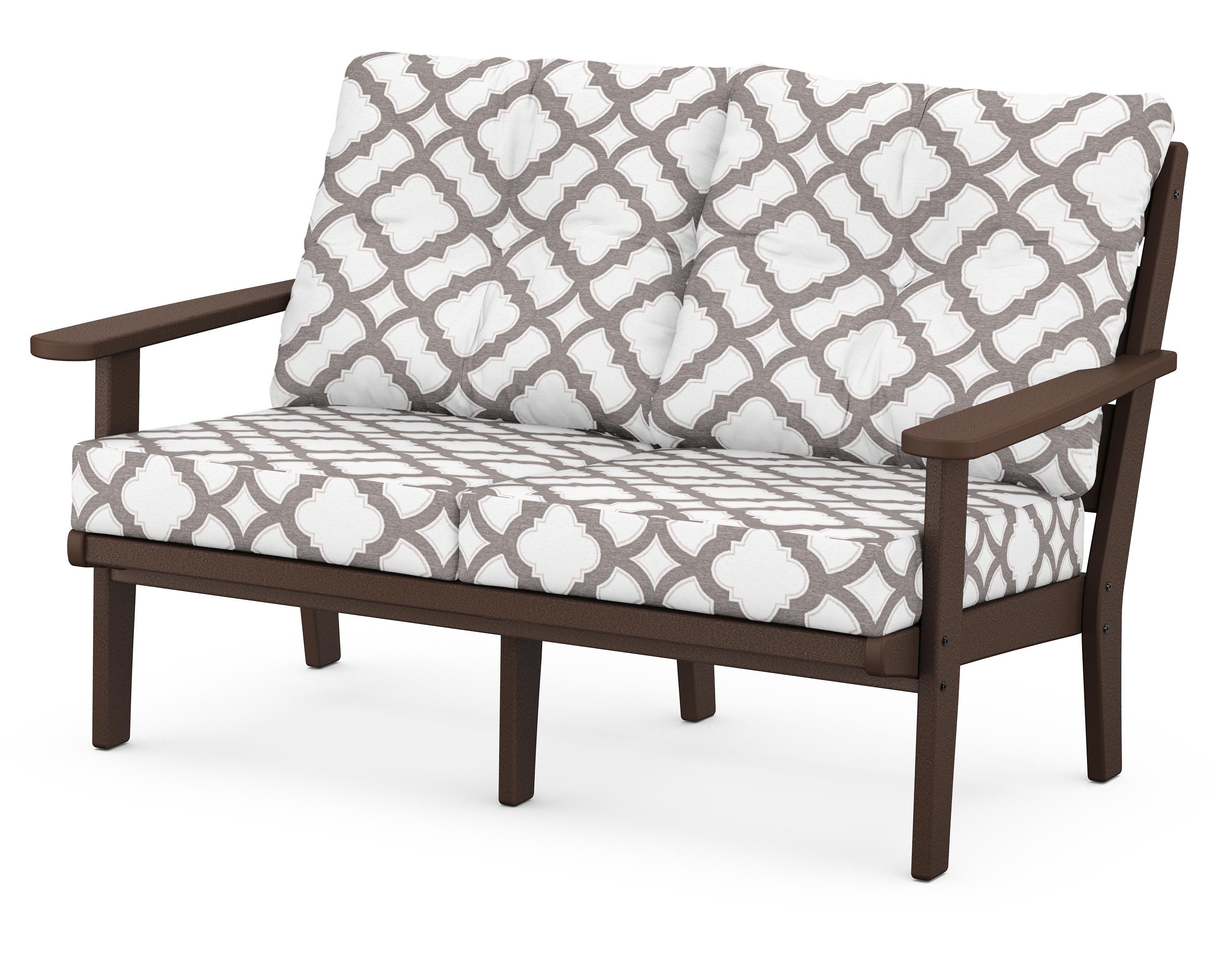POLYWOOD® Lakeside Deep Seating Loveseat in Mahogany / Trellis Grey Mist