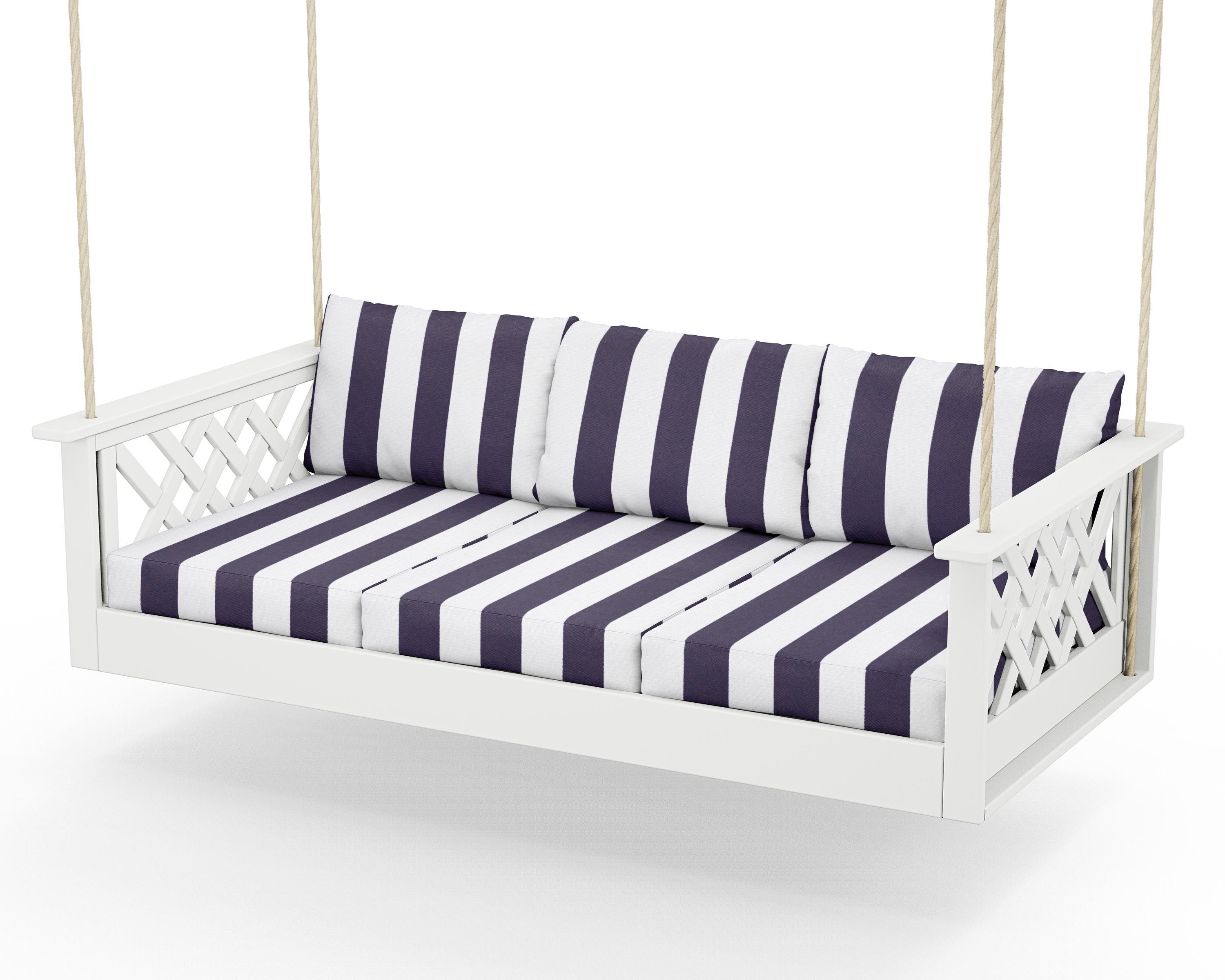 Country Living Wovendale Daybed Swing in White / Cabana Stripe Navy
