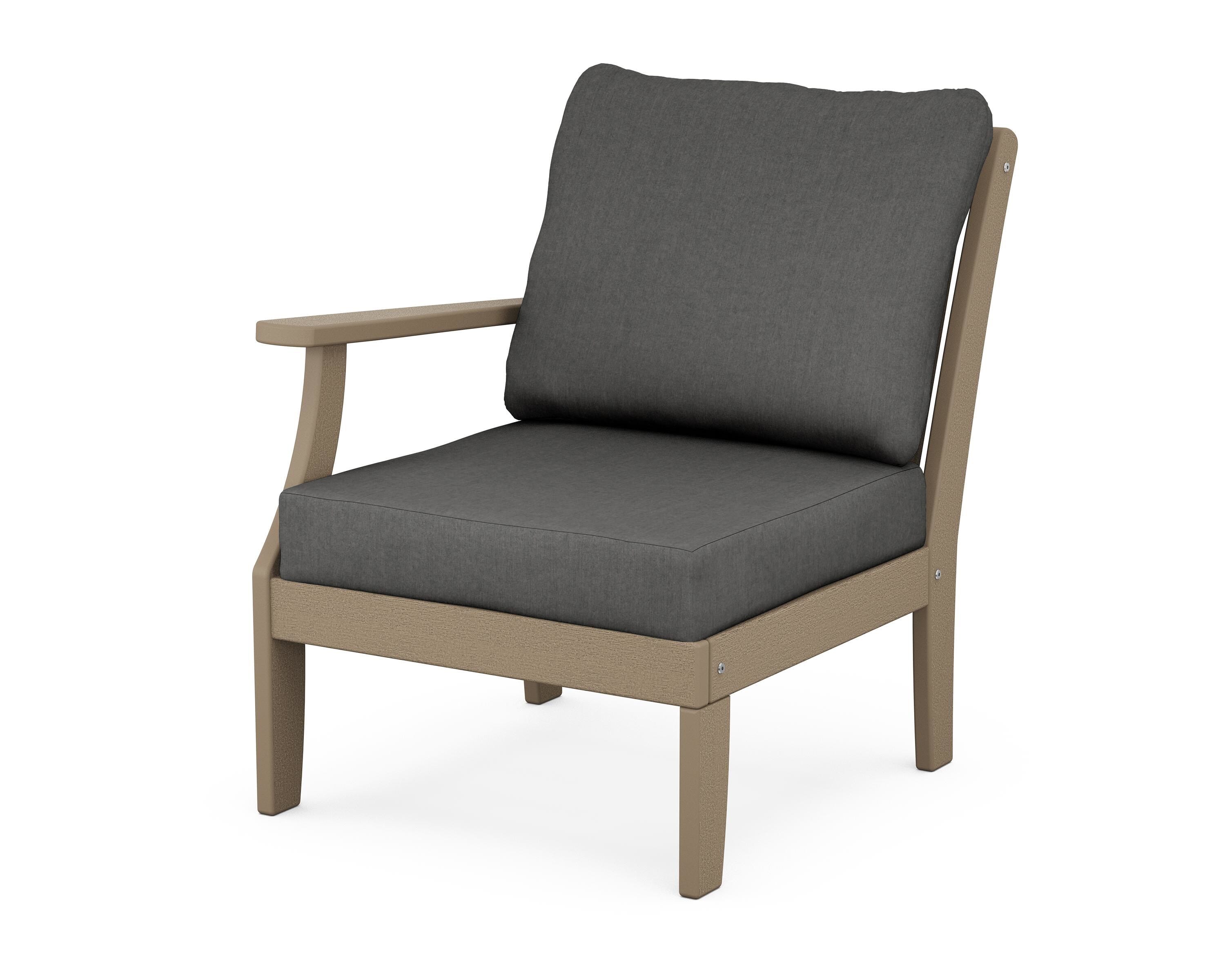 POLYWOOD® Braxton Modular Left Arm Chair in Vintage Sahara / Spectrum Carbon