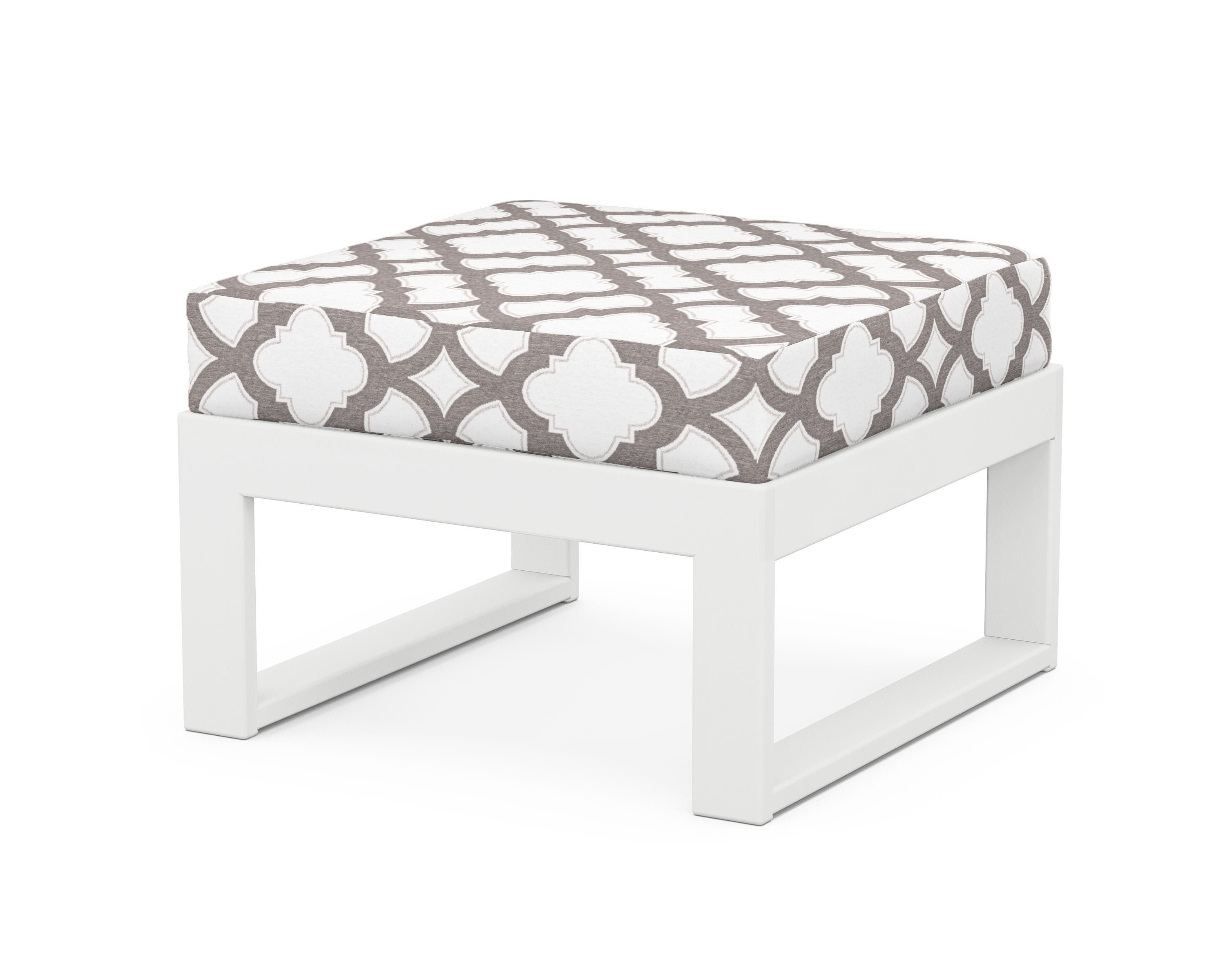 Unbranded Modular Ottoman - Modern in White / Trellis Grey Mist