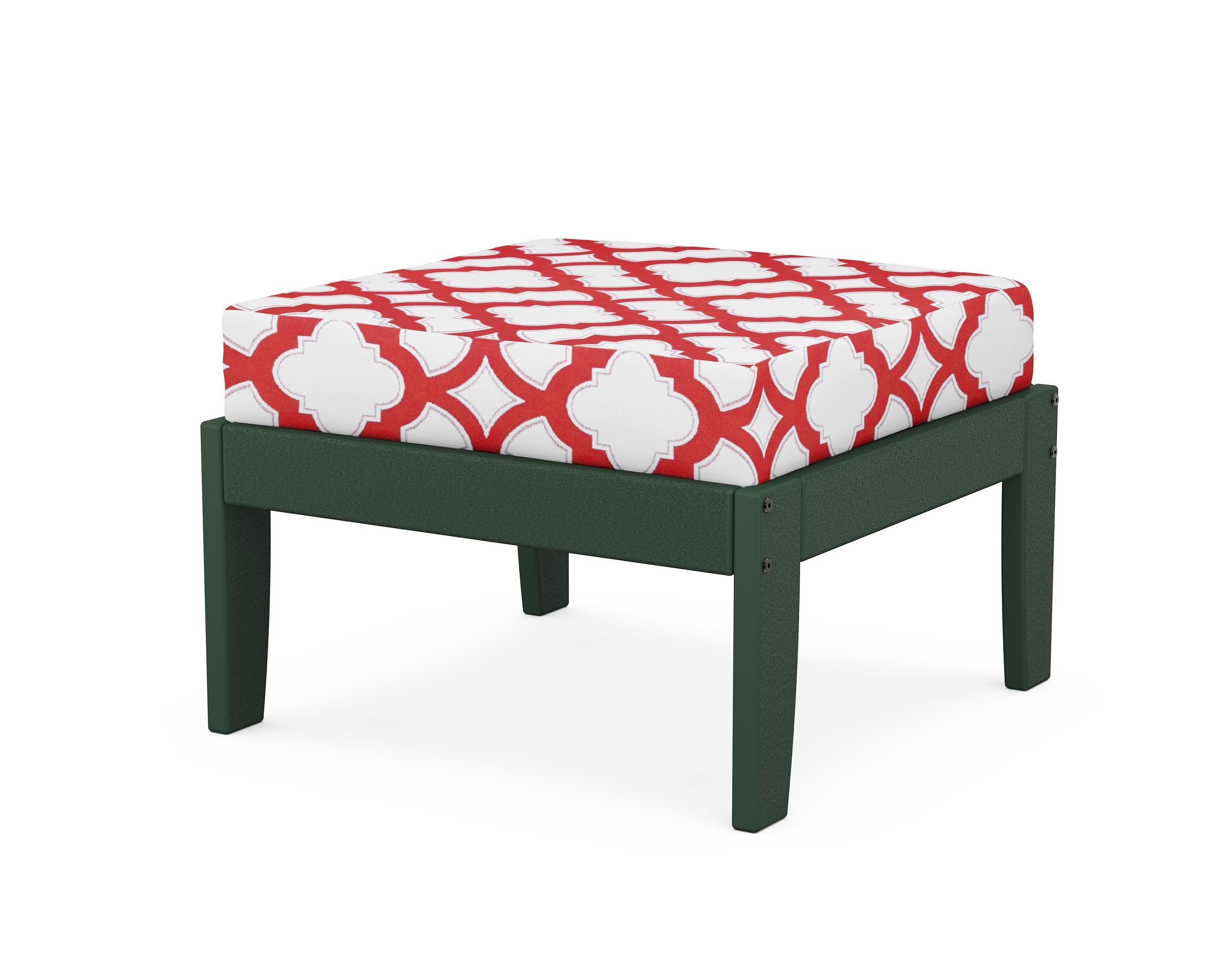 Unbranded Modular Ottoman - Classic in Green / Trellis Crimson