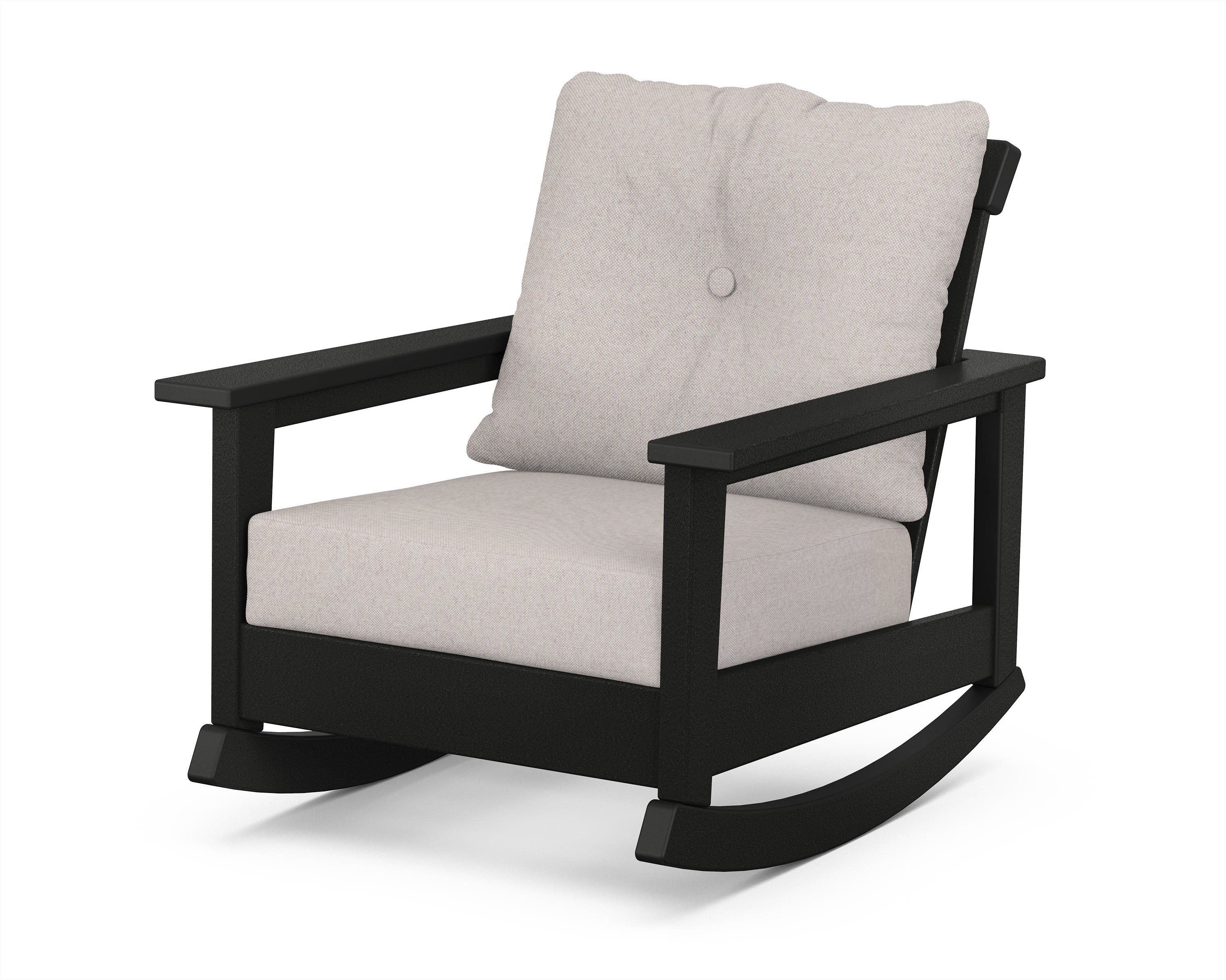 POLYWOOD® Prescott Deep Seating Rocking Chair in Black / Dune Burlap