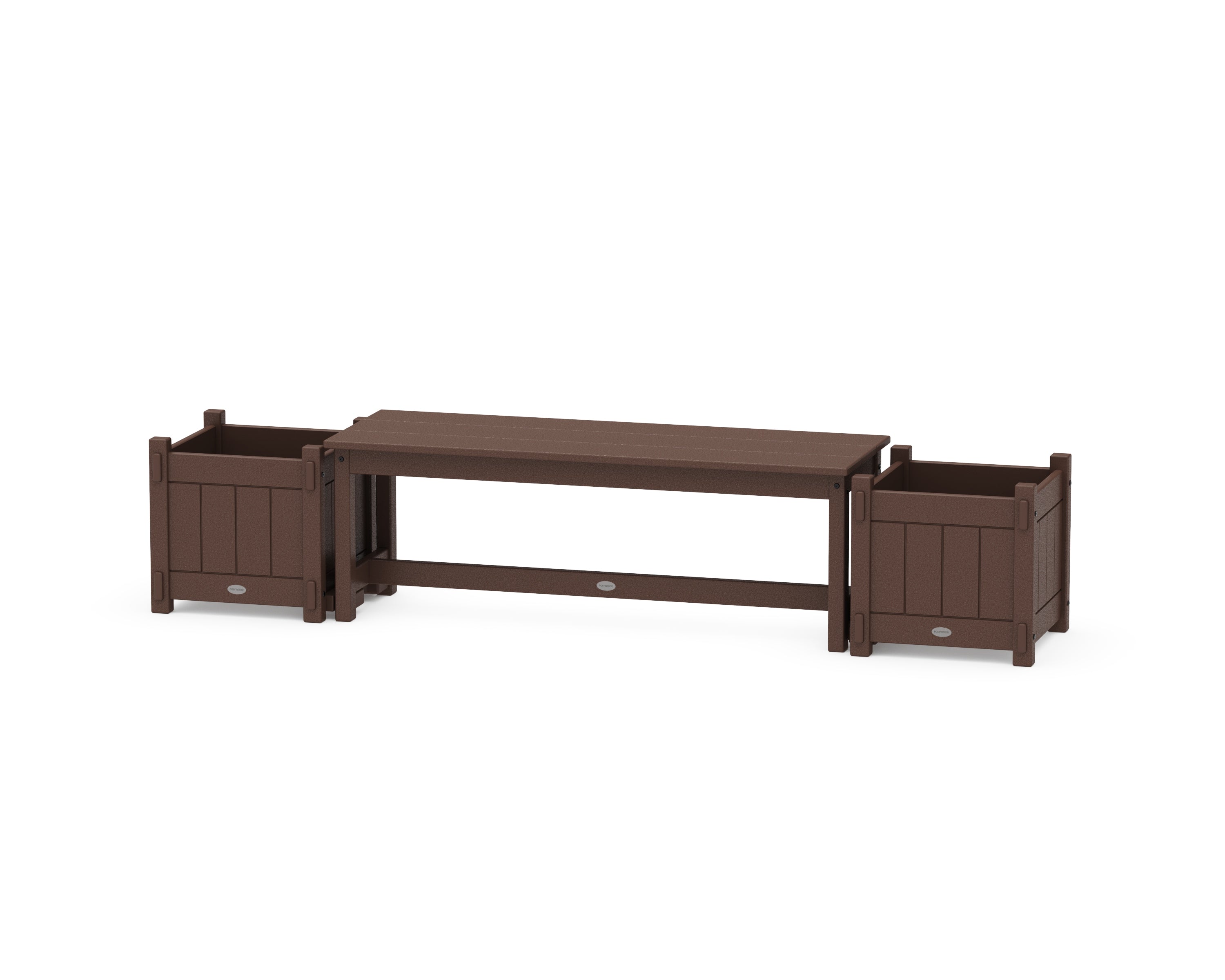 POLYWOOD® 48" Vineyard Straight Planter Bench Set in Mahogany