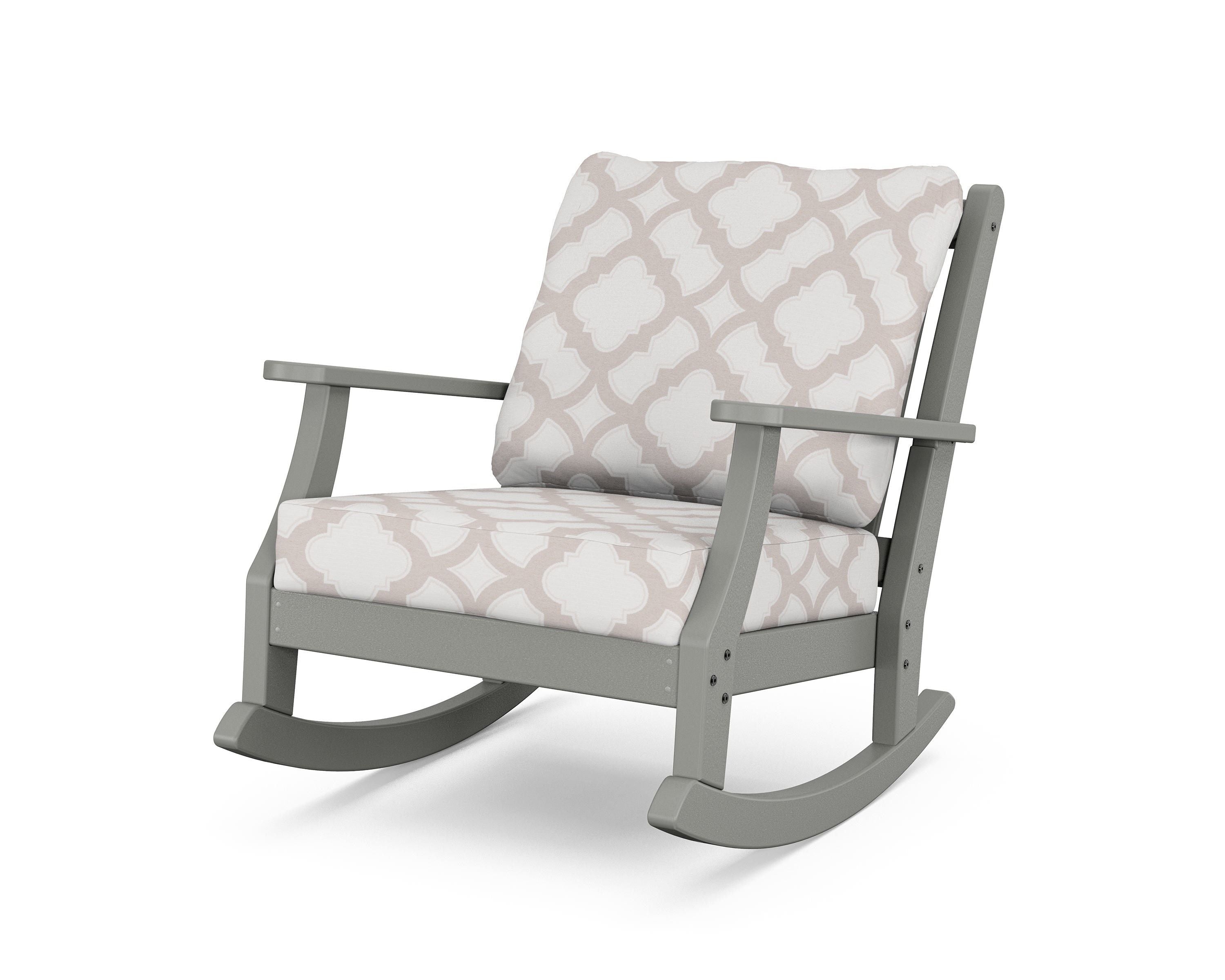 Country Living Wovendale Deep Seating Rocking Chair in Slate Grey / Trellis Dune Burlap