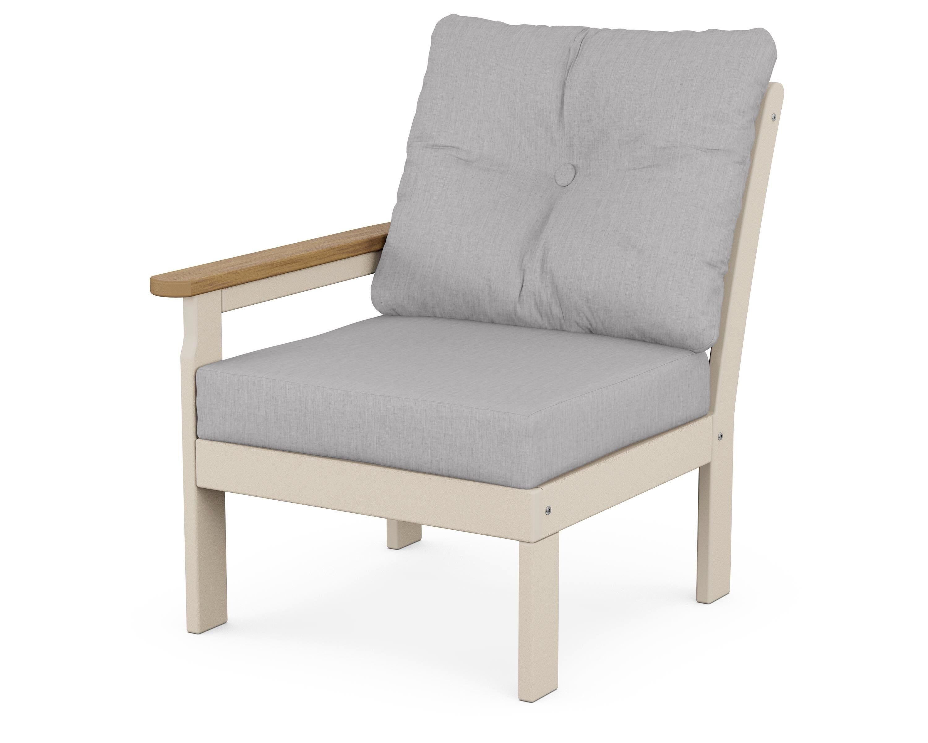 POLYWOOD® Vineyard Modular Left Arm Chair in Sand / Natural / Granite