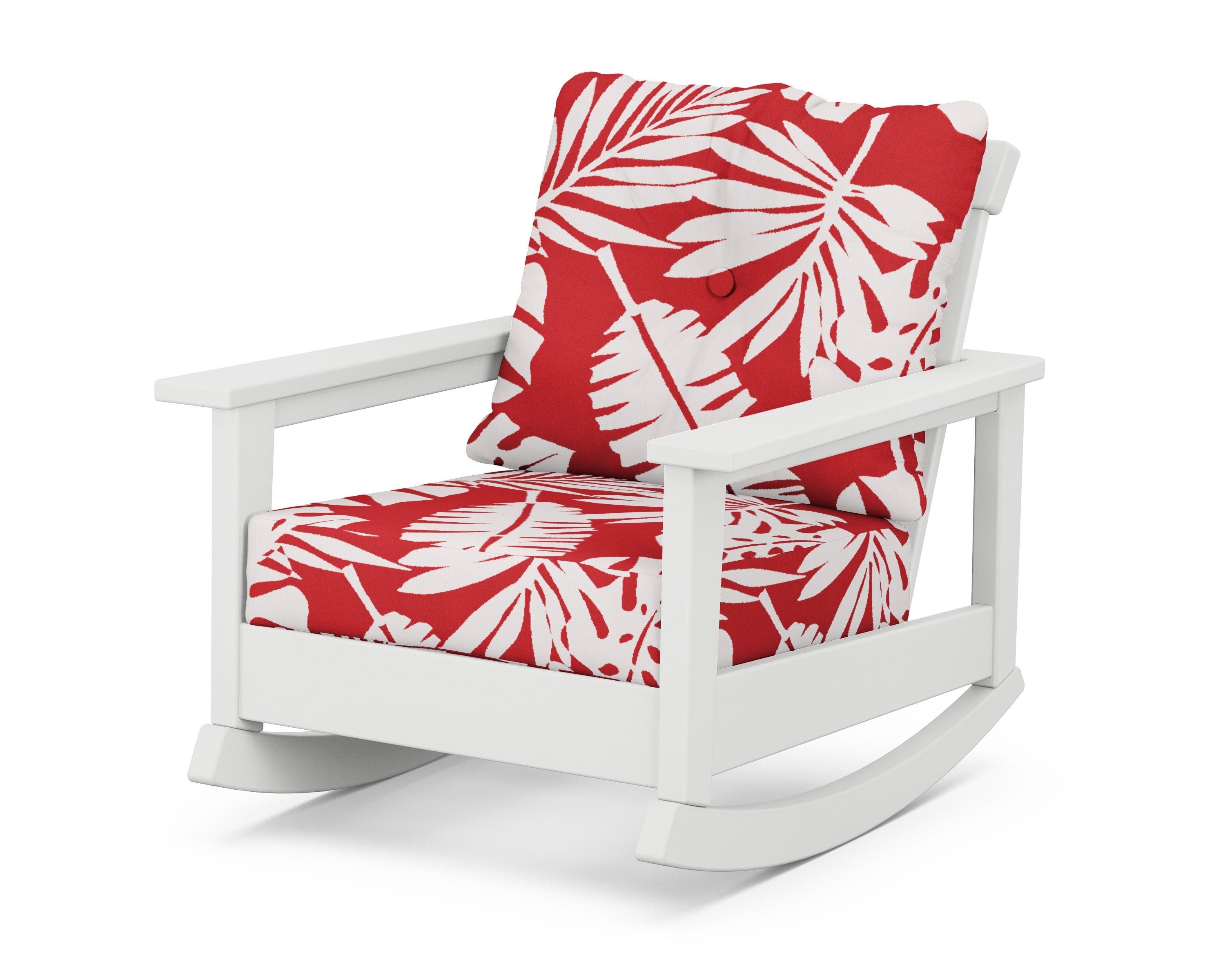 POLYWOOD® Prescott Deep Seating Rocking Chair in White / Leaf Crimson