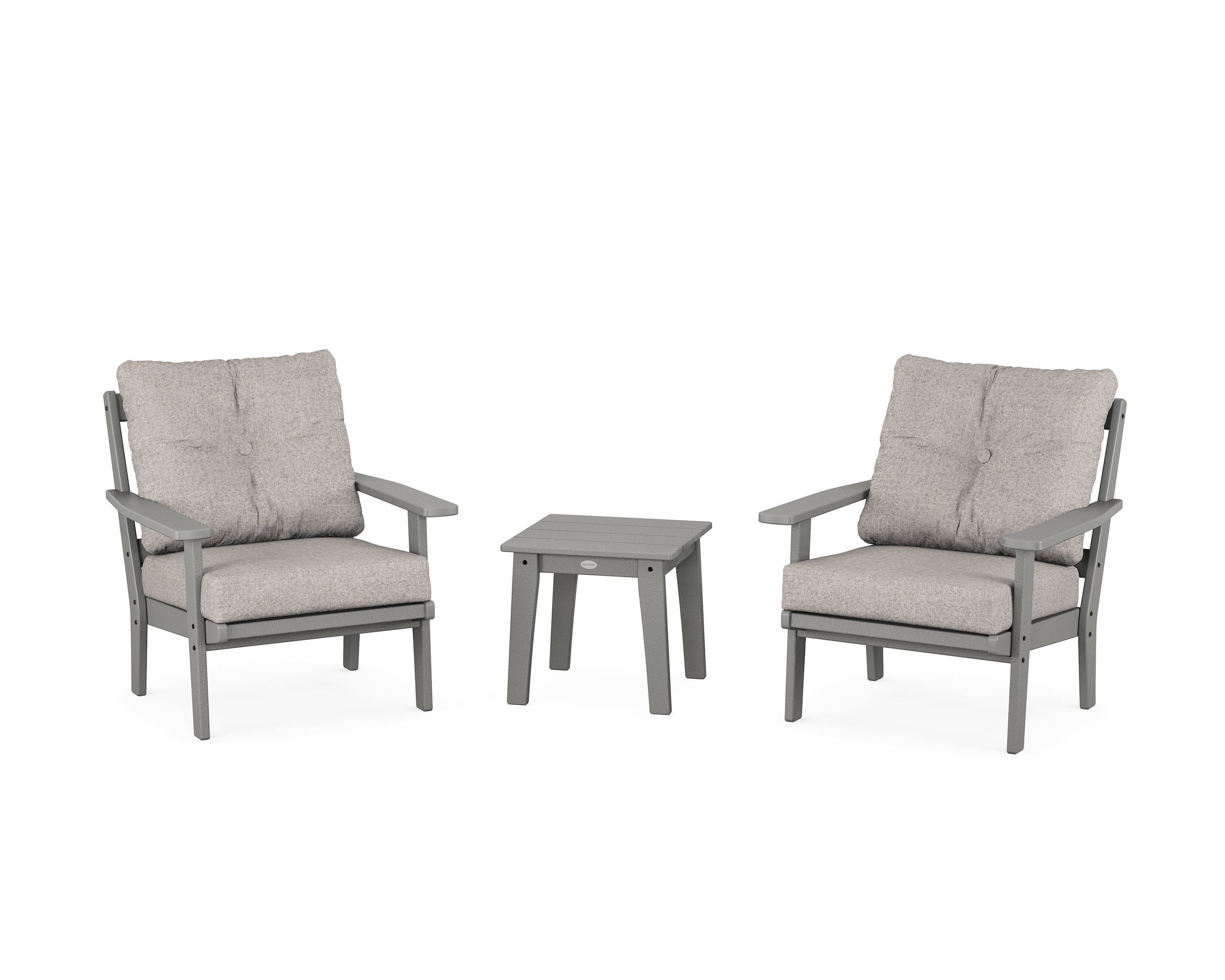 POLYWOOD® Oxford 3-Piece Deep Seating Set in Slate Grey / Weathered Tweed