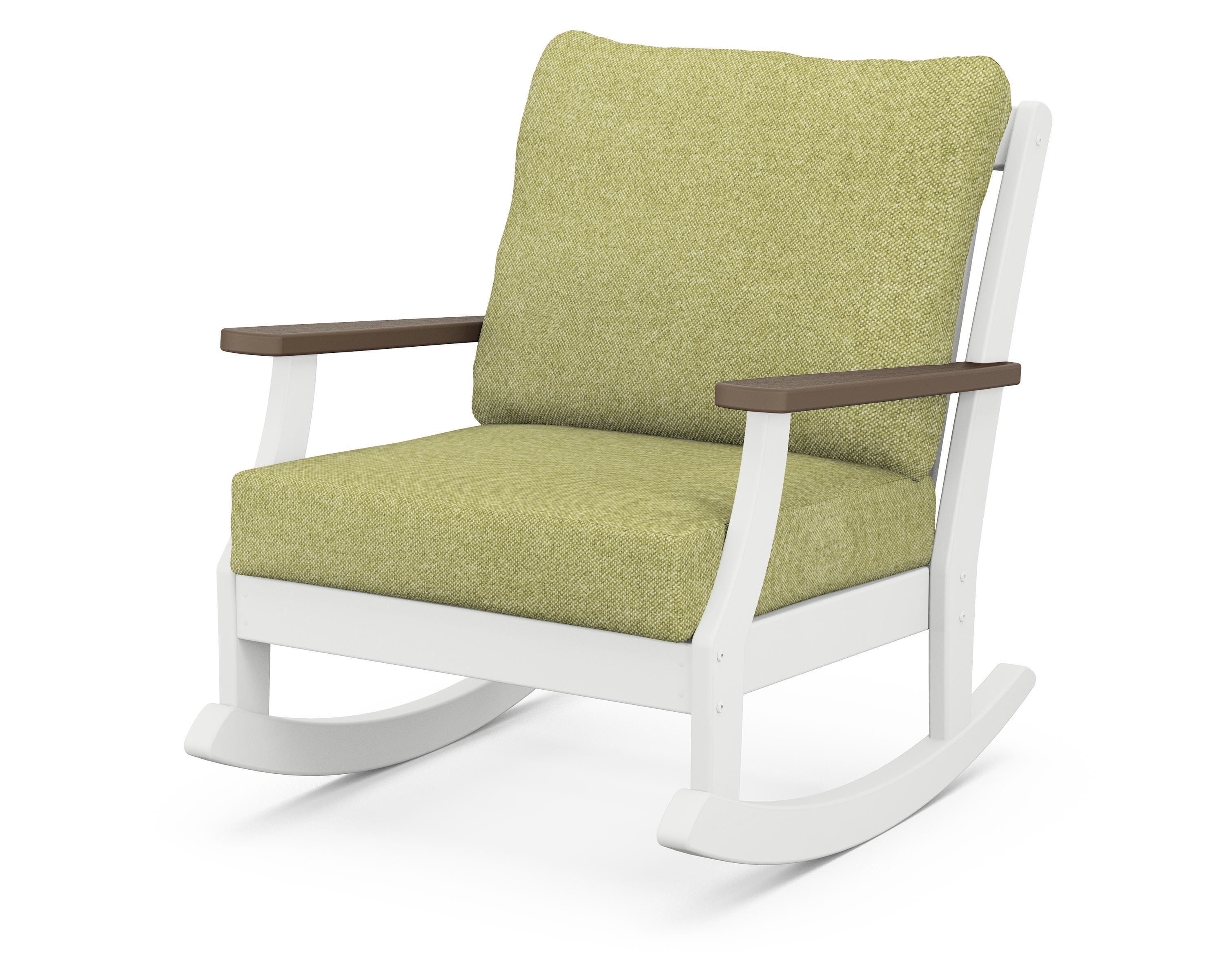 POLYWOOD® Braxton Deep Seating Rocking Chair in White / Kona / Chartreuse Boucle
