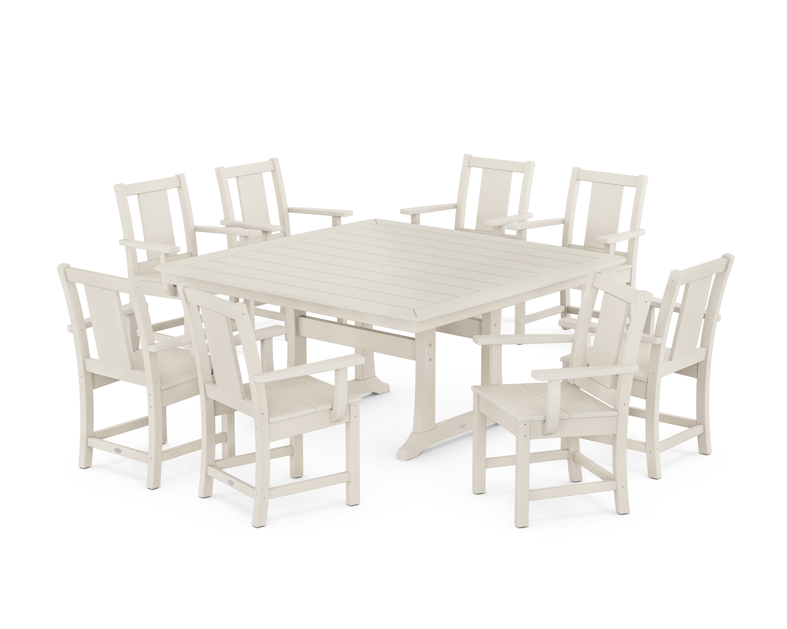 POLYWOOD® Prairie 9-Piece Square Dining Set with Trestle Legs in Sand